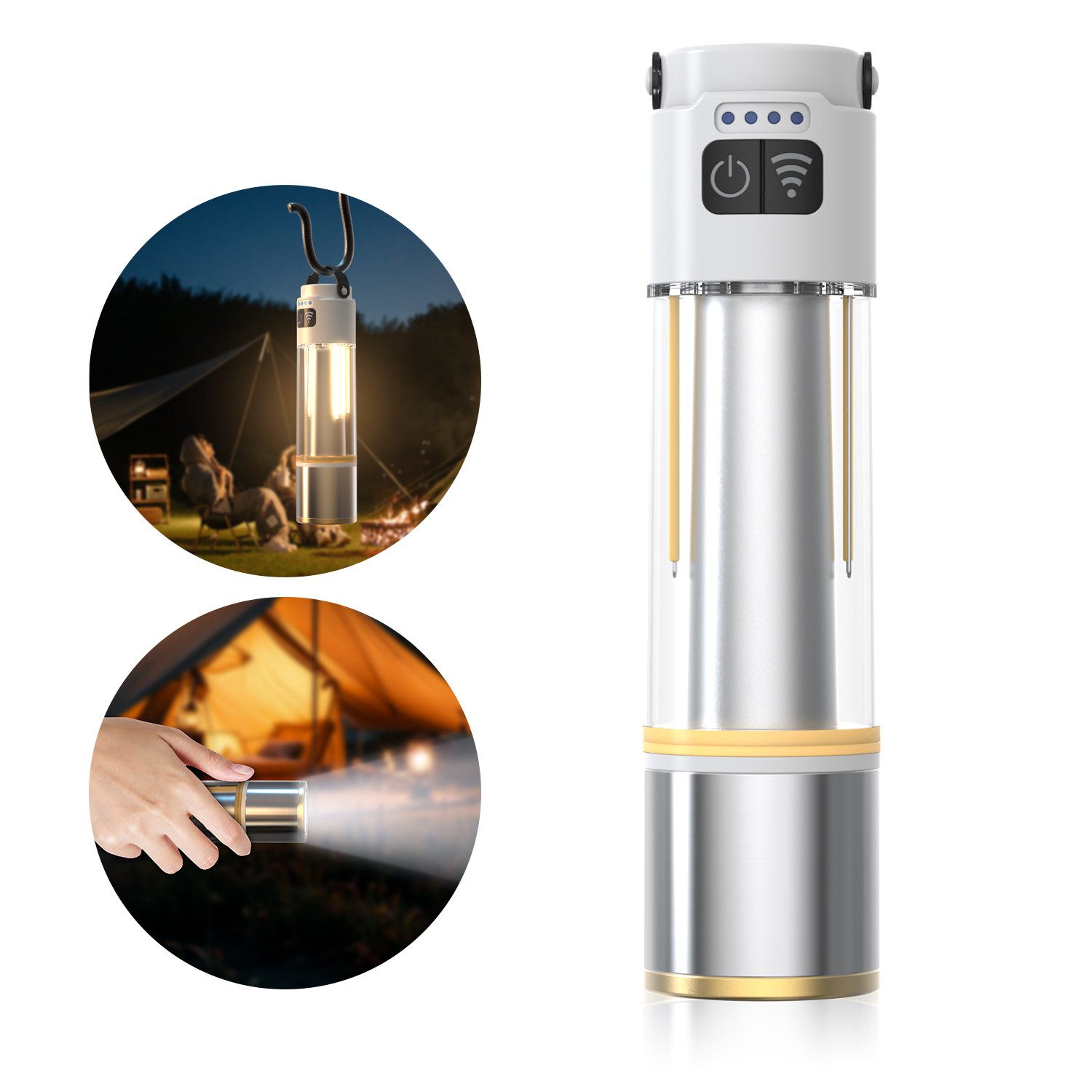 Taschenlampe LED Taschenlampe mit 5 Lichtmodi, 2400mAh Akku, kompakt & tragbar