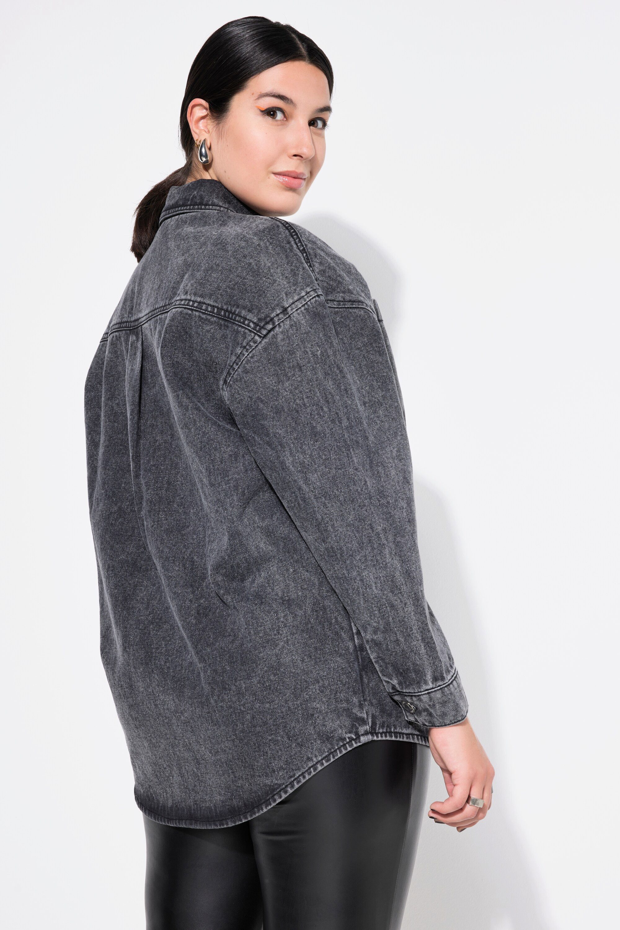 Studio Untold Hemdbluse Jeanshemd oversized Hemdkragen Langarm