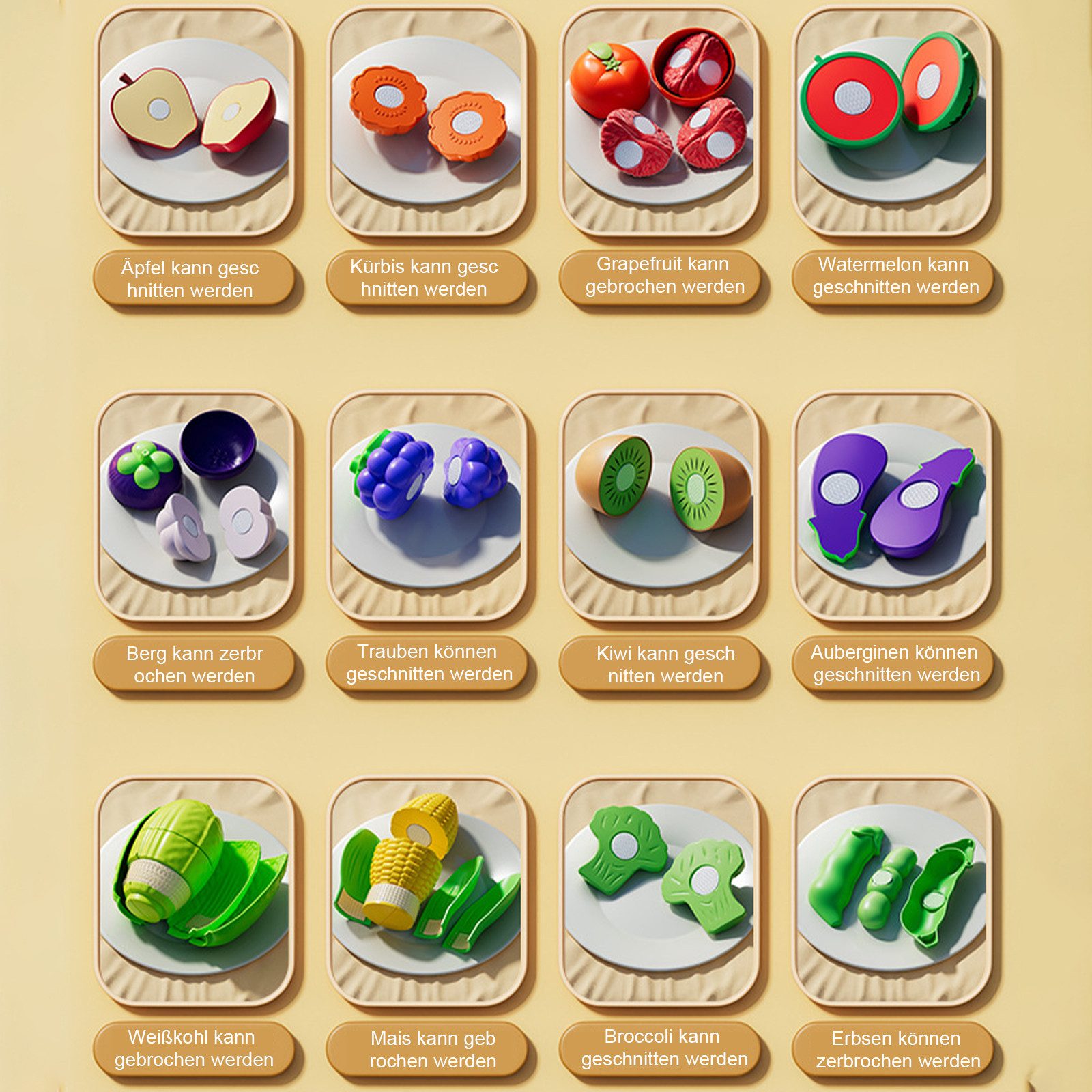 OKWISH Spiellebensmittel Lernspielzeug-Küchenset 31-teiliges Küchen- und Ob günstig online kaufen