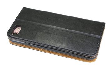 cofi1453 Handyhülle cofi1453 Elegante ECHT Leder Buch-Tasche Hülle kompatibel mit iPhone 12 in Schwarz Wallet Book-Style Cover Schale