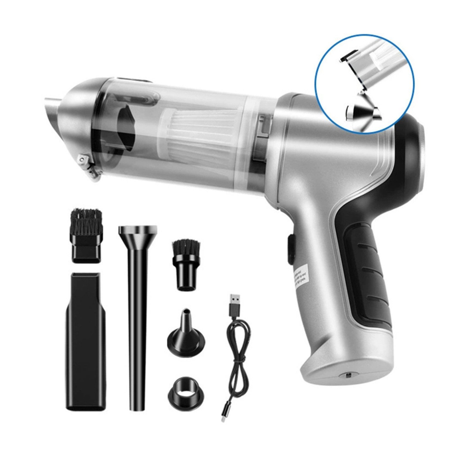 Tekoo Akku-Handstaubsauger 12000Pa Nass & Trocken Sauger für Auto & Heim, 80 W, beutellos, 12.000 Pa Saugkraft, bürstenloser Motor, 2-in-1 Saug- und Blasfunktion