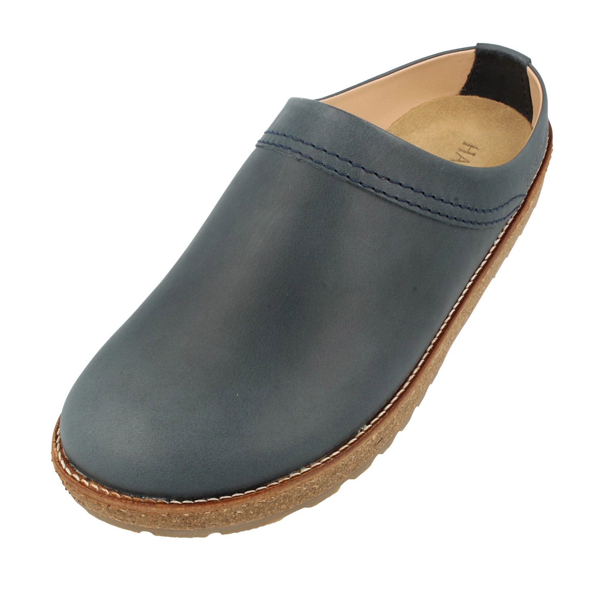 Haflinger Travel Classic Lederpantolette aus Veloursleder Unisex Hausschuh