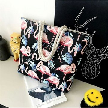 WS-Trend XL-Strandtasche XXL Flamingo Badetasche, mit Reißverschluss und Handyfach