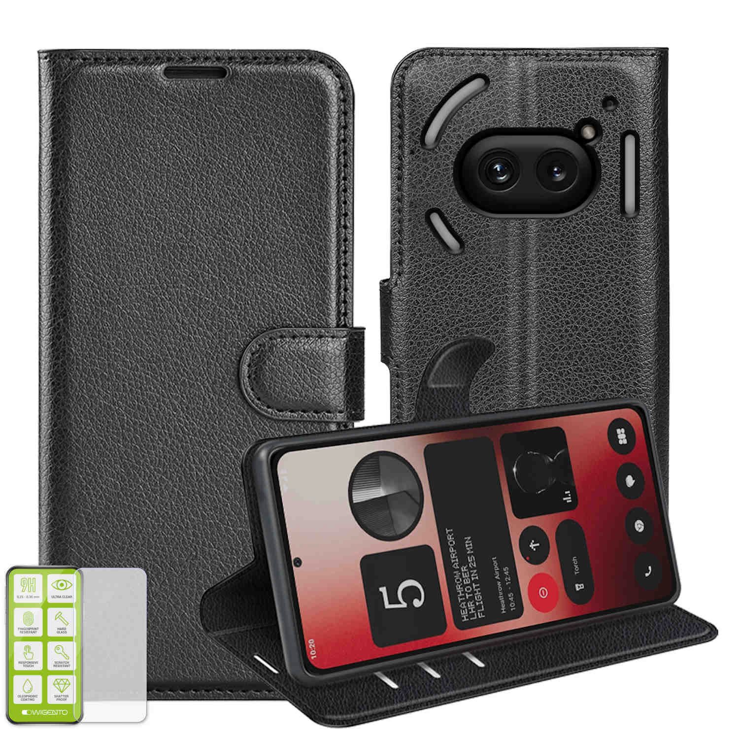 Wigento Smartphone-Hülle Für Nothing Phone 2a / Plus Kunst Leder Book Wallet Tasche + H9 Glas