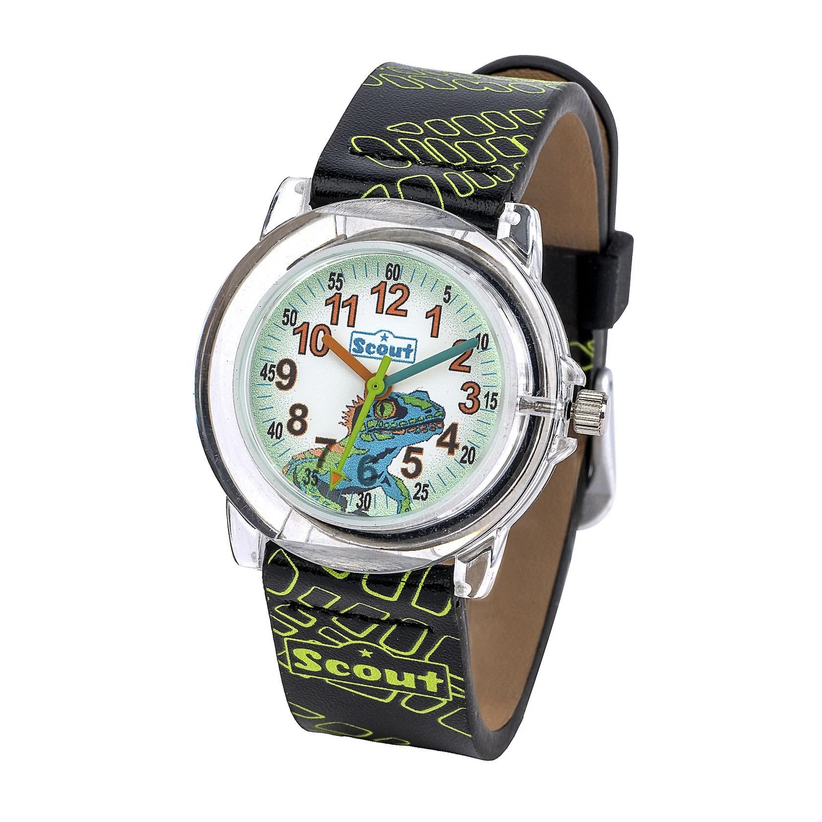 Scout Quarzuhr Crystal Kinderuhr 164000019 Eidechse Lernuhr Kunstleder 30 mm