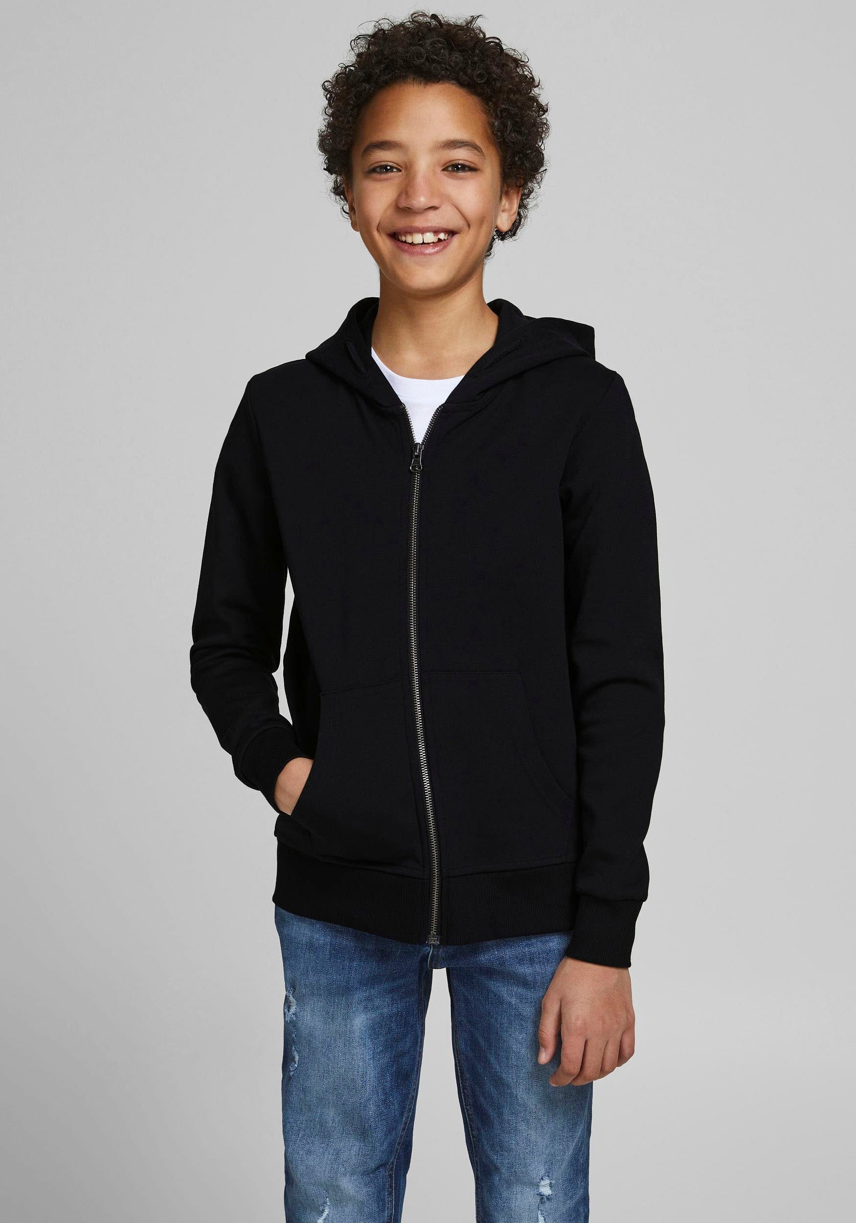 Kapuzensweatjacke HOOD SWEAT & Jones ZIP Jack black JJEBASIC Junior