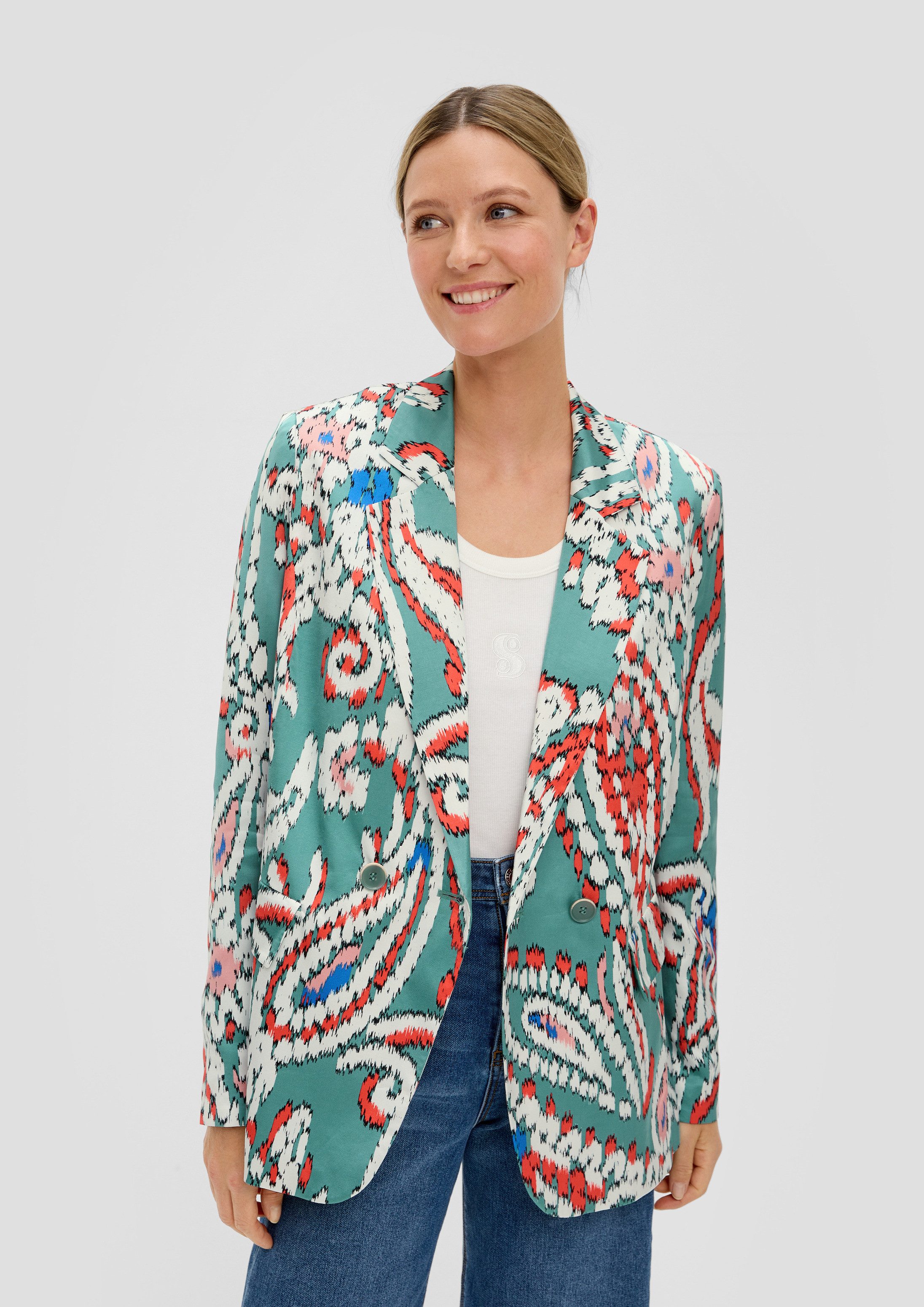 s.Oliver Jackenblazer Indoor-Blazer Satin-Blazer mit All-over-Muster