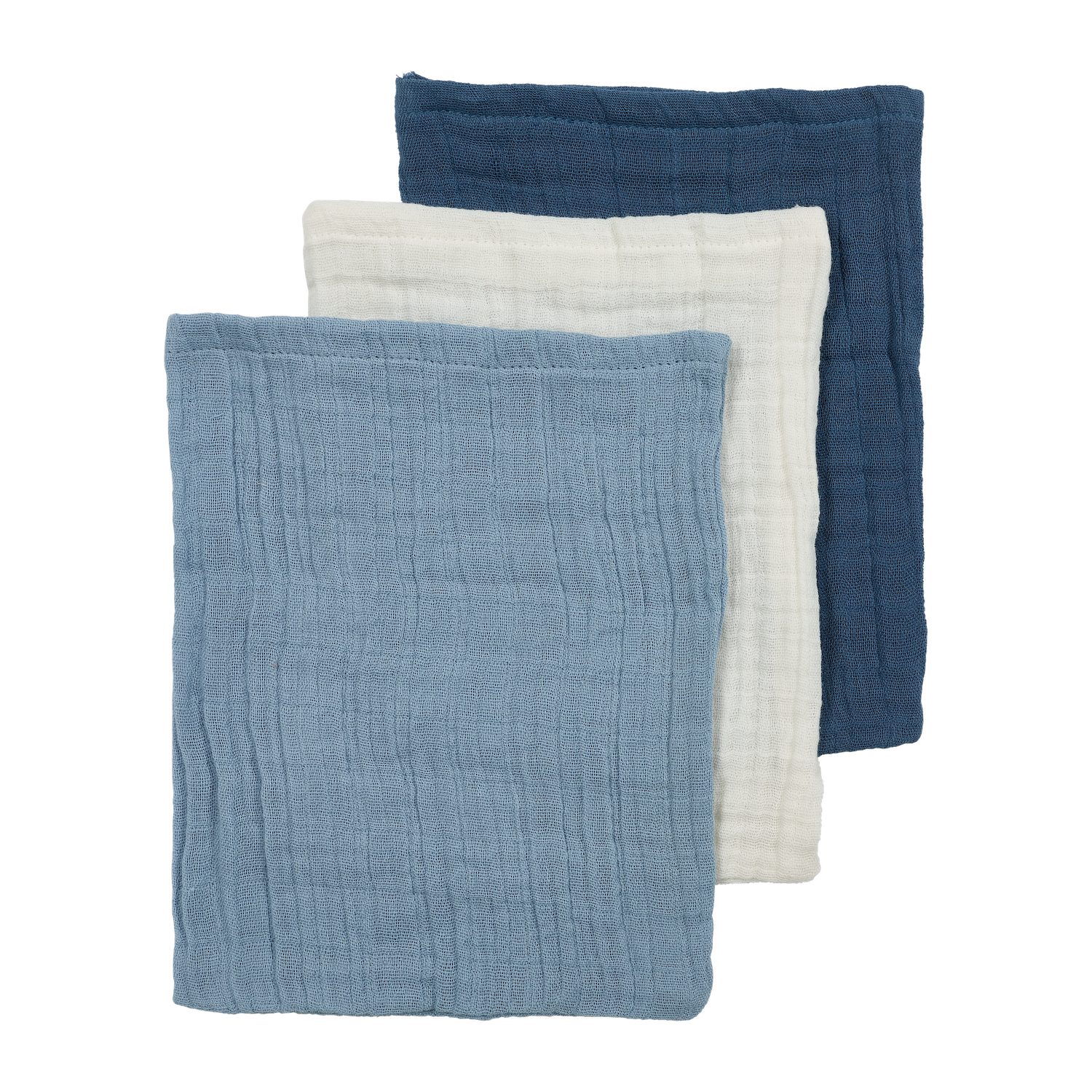 Meyco Baby Stoffwindeln Natural/jeans blue/indigo (20x17cm - 3-Pack), 20x17cm - 3-Pack