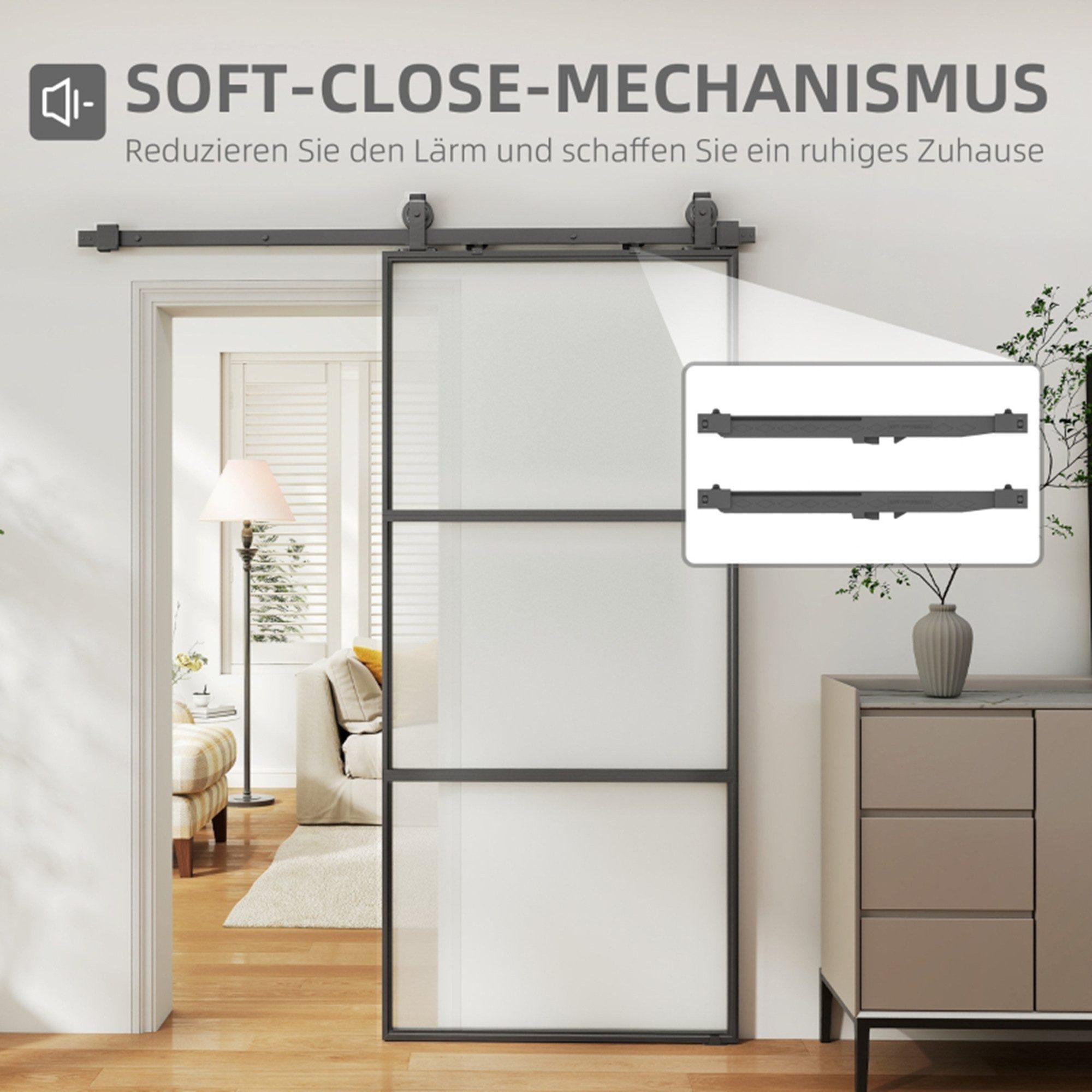 MC Star Schiebetür mit Milchglas, Schienensystem, Montagesatz, Soft-Close-M günstig online kaufen