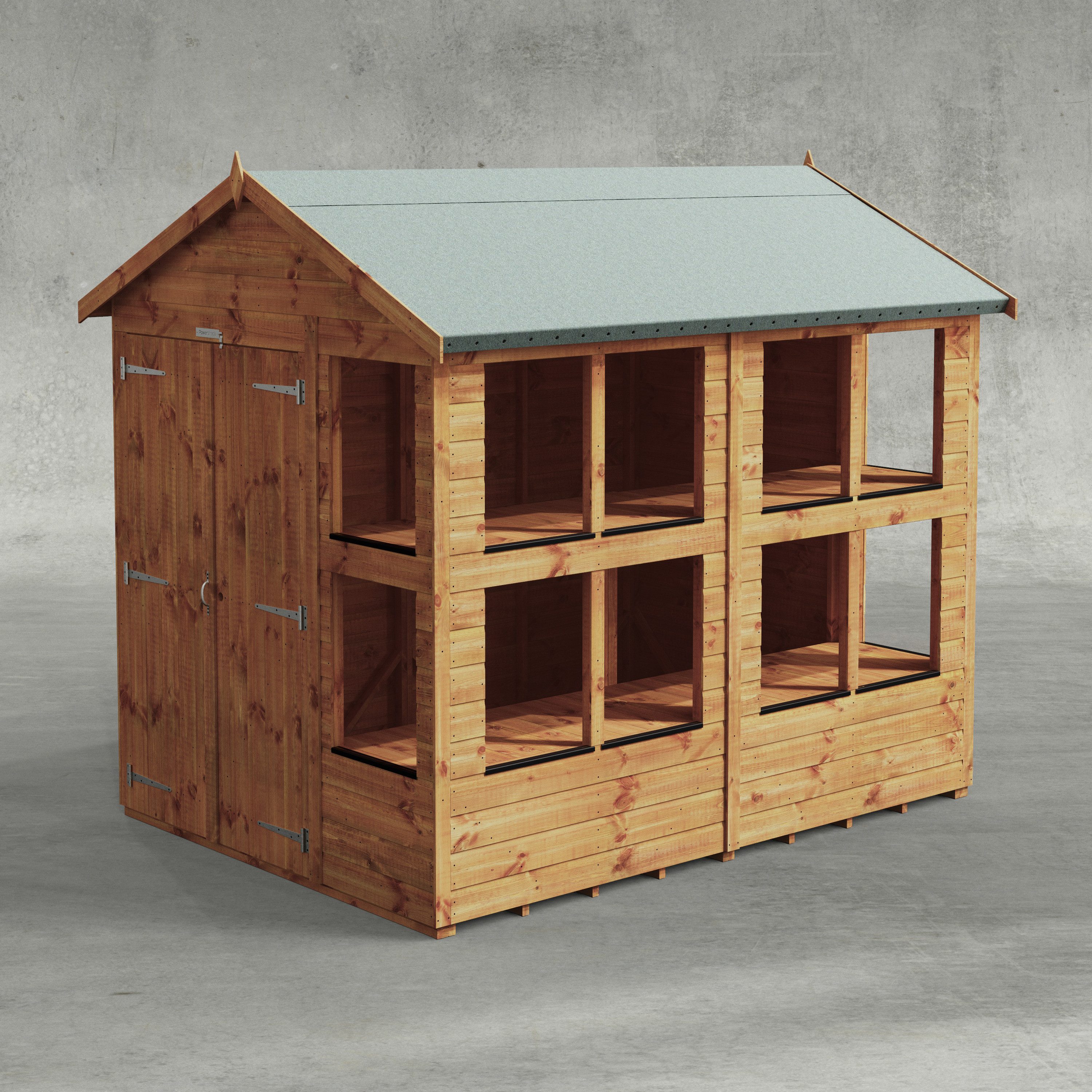 Gartenhaus Holz-Gewächshaus mit Satteldach aus Nut & Feder Vollholz mit Doppeltür