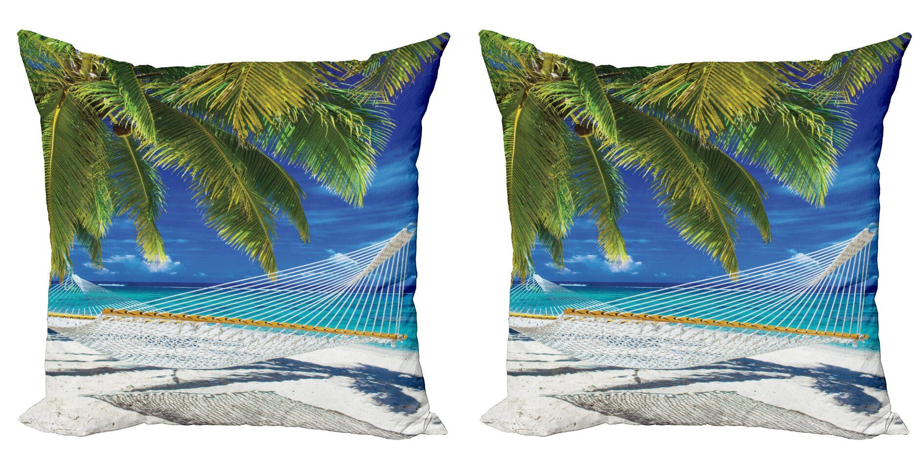 Kissenbezüge Modern Accent Doppelseitiger Digitaldruck, Abakuhaus (2 Stück), Strand Sandy Palm Coconut Sea
