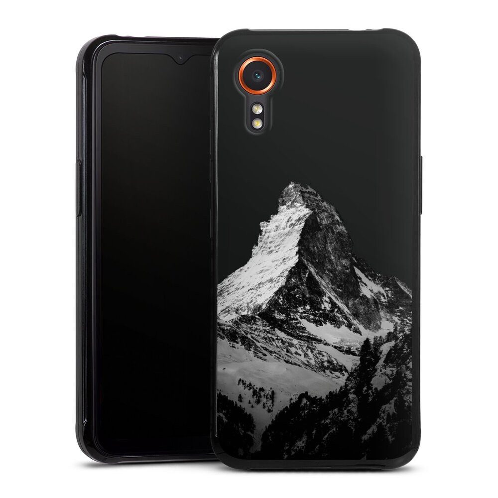 DeinDesign Handyhülle Berg Schnee Alpspitze Snow Capped Mountains Grayscale, Samsung Galaxy Xcover 7 Silikon Hülle Bumper Case Handy Schutzhülle