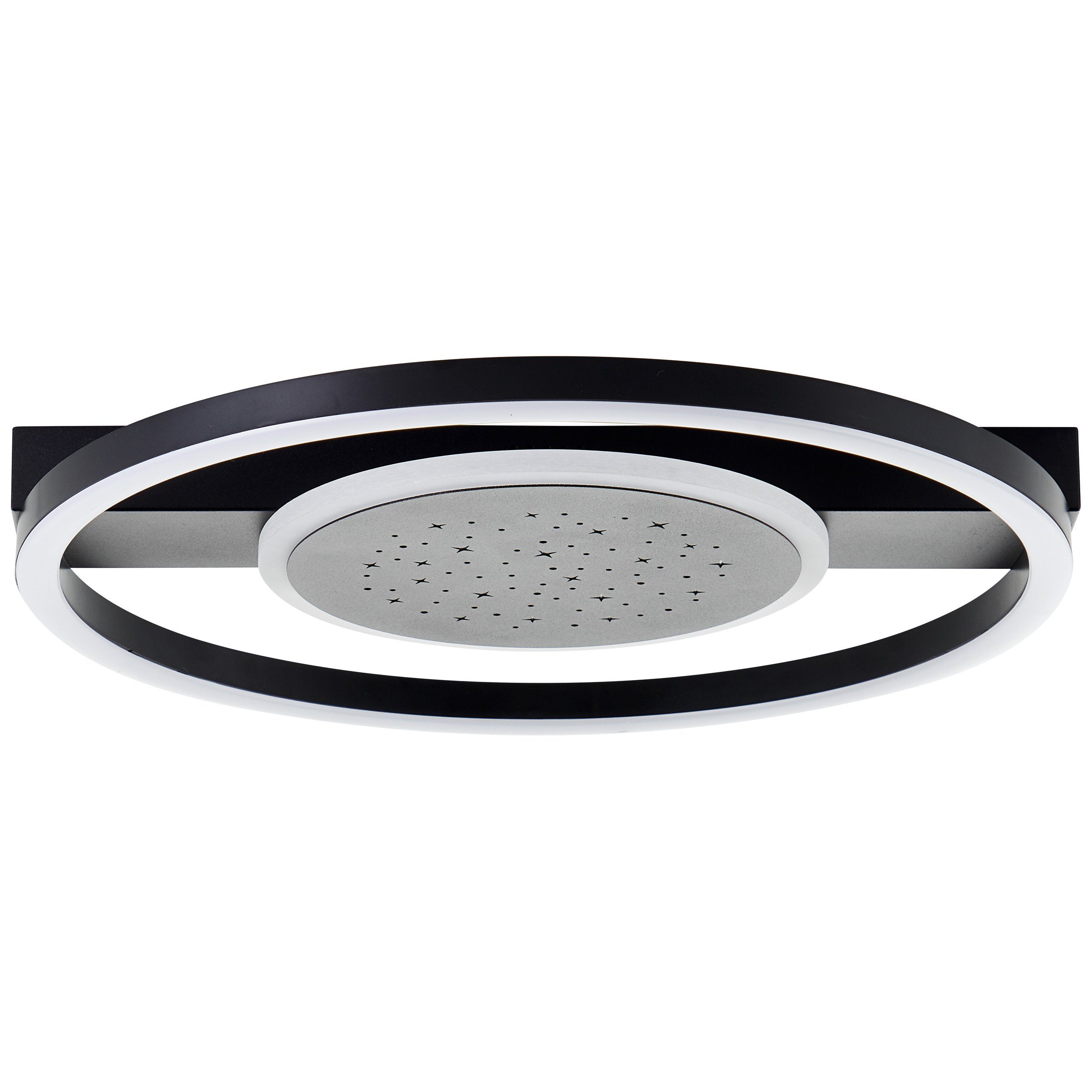 BreLight LED Deckenleuchte Reno, LED fest integriert, Warmweiß, 37 x 37 cm, 2400 lm, 3000 K, Sternenglanz, schwarz