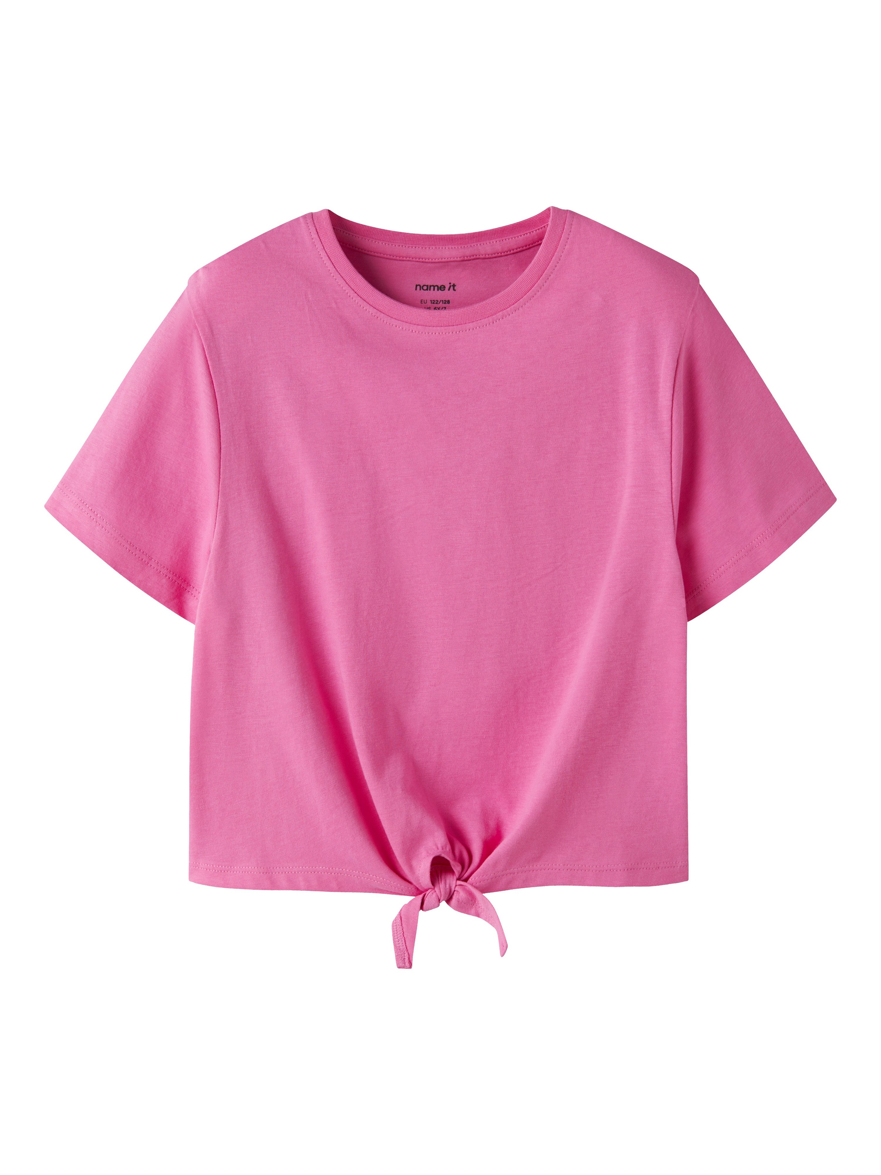 Name It Kurzarmshirt NKFVAYA SS LOOSE TOP NOOS Baumwolle, Schleifen-Detail am Saum
