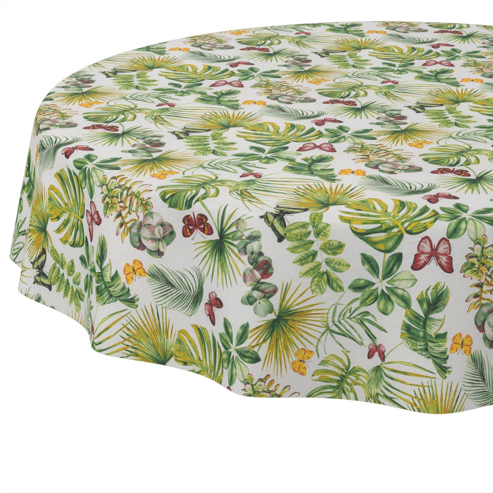 ANRO Tischdecke abwaschbar Tischtuch Baumwolle Polyester wasserabweisend (Einzelstück 1-tlg), Schmutzabweisend abstrakt Hellgrün Rund 100cm