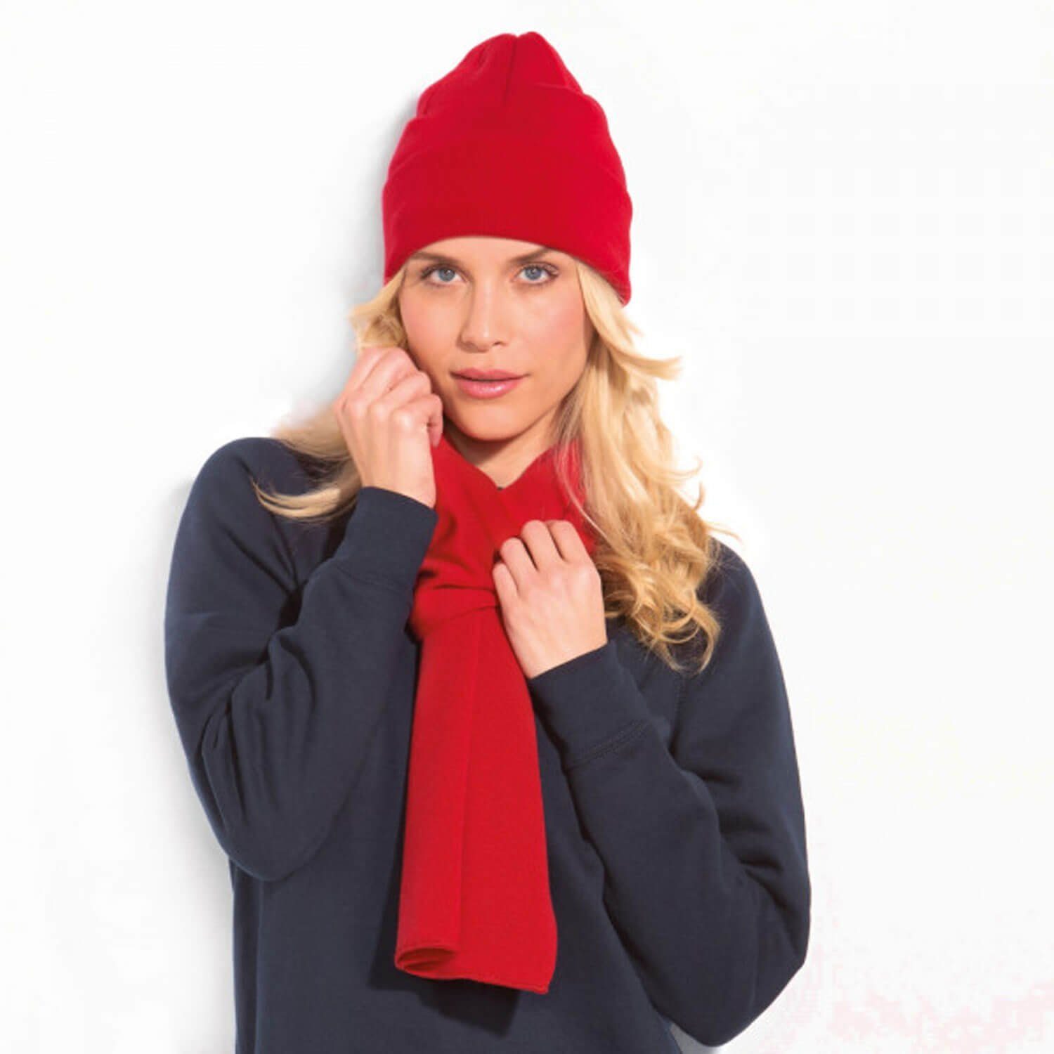 Unisex Qualität Wollmütze doppellagiger aus modAS Strickmütze - Mütze (20) Merinowolle in rot