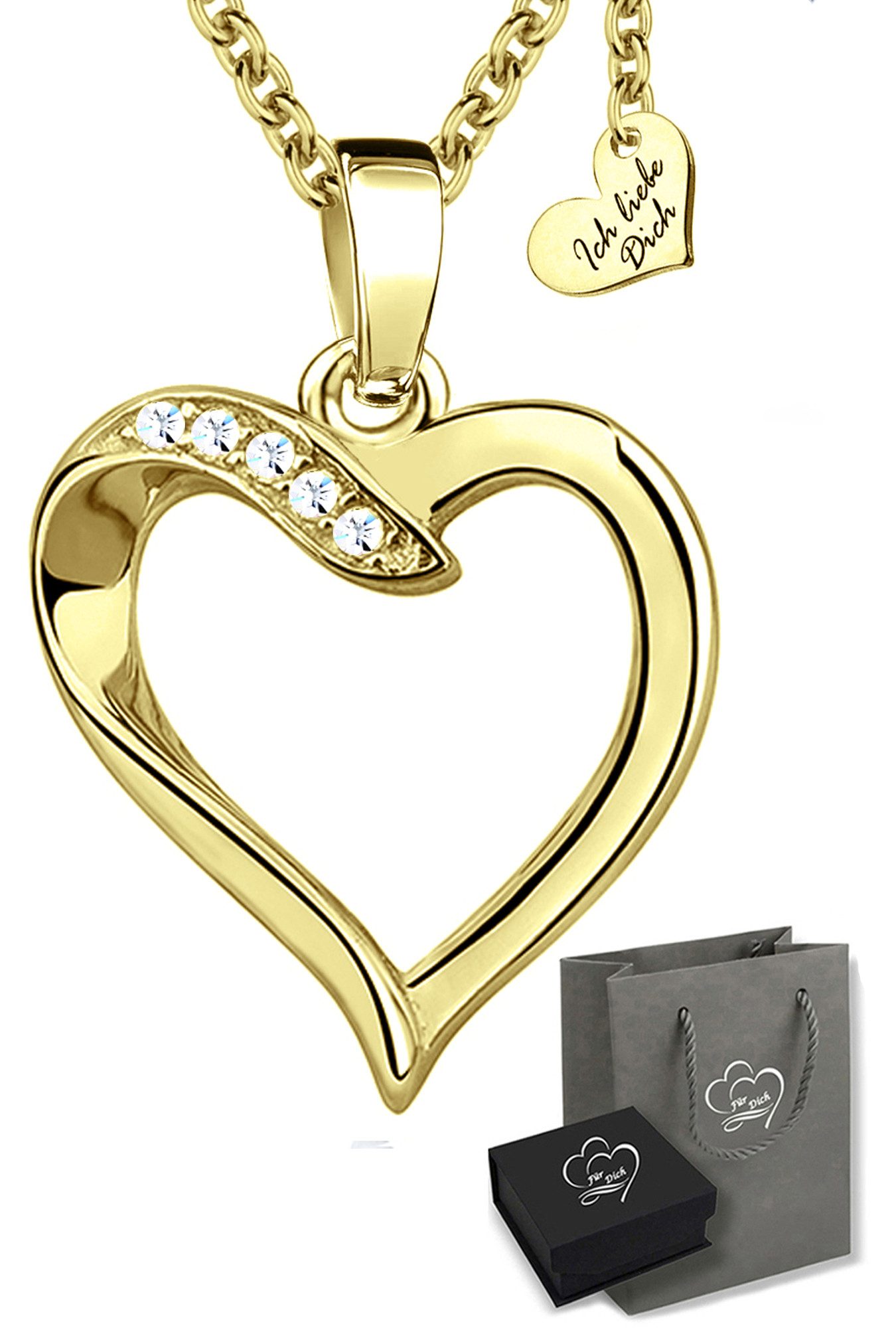 Limana Herzkette Damen Herz Schmuck 925 Silber – Kette mit Ich liebe Dich Botschaft (Geschenk für Frauen inkl. Dose und Taschen), Geburtstag Jahrestag Hochzeitstag Weihnachten Muttertag Valentinstag