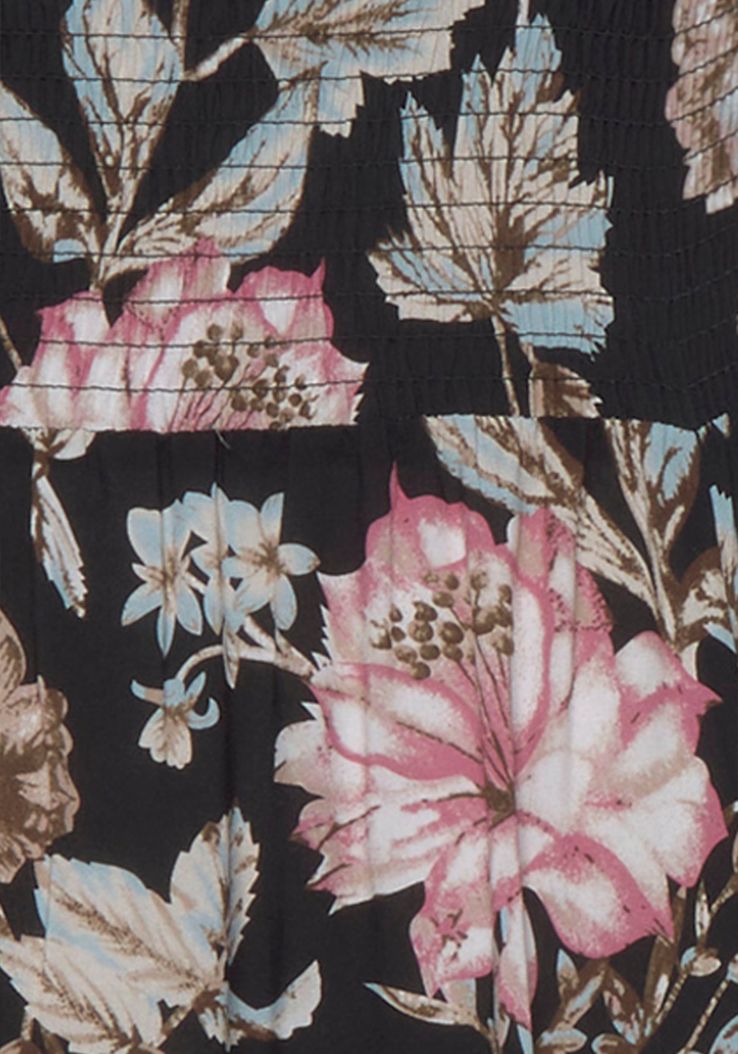 LASCANA Maxikleid mit Blumendruck und leichten Puffärmeln, Sommerkleid, casual-elegant