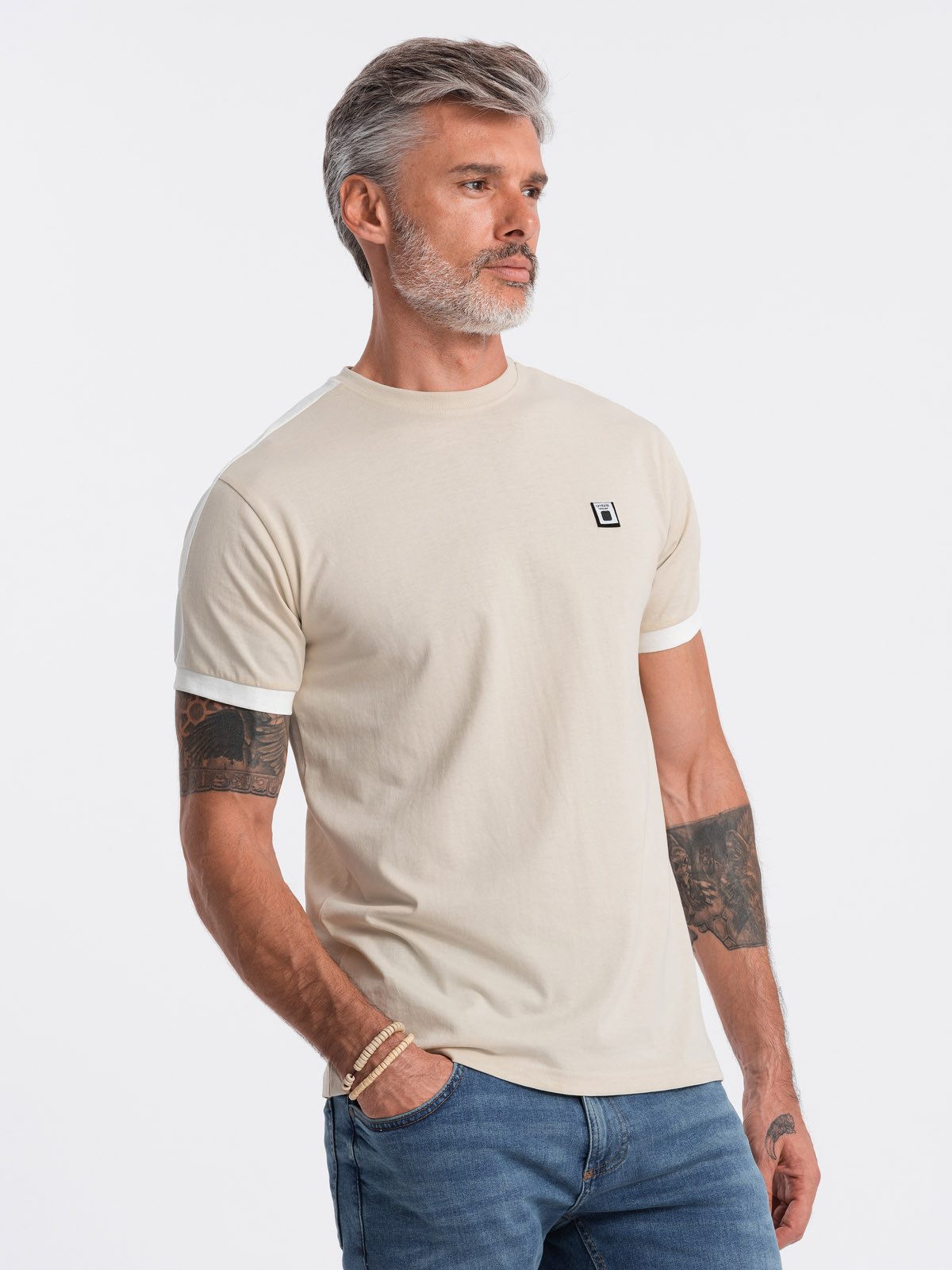 T-Shirt Herren-T-Shirt aus Baumwolle mit kontrastierenden Einsätzen