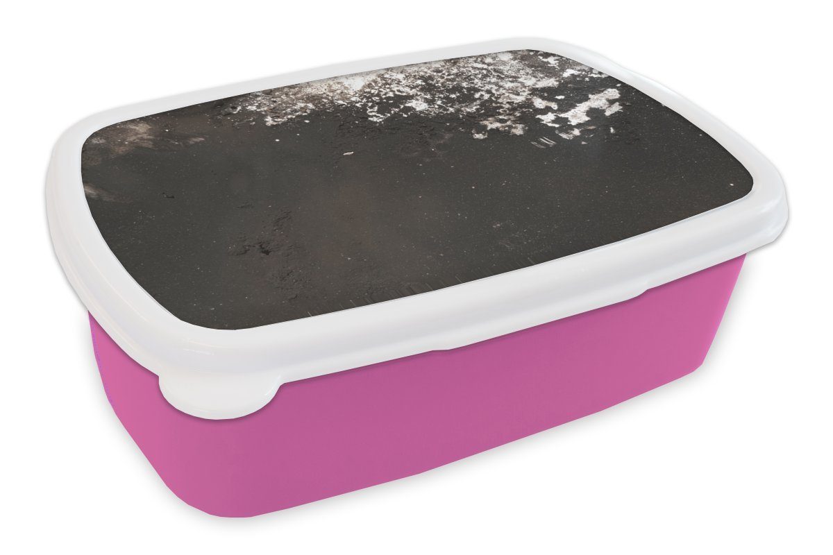 Kunststoff Brotbox Erwachsene, rosa MuchoWow Brotdose (2-tlg), für Metall Kunststoff, Mädchen, Silber - Rost, Kinder, - Lunchbox Snackbox,
