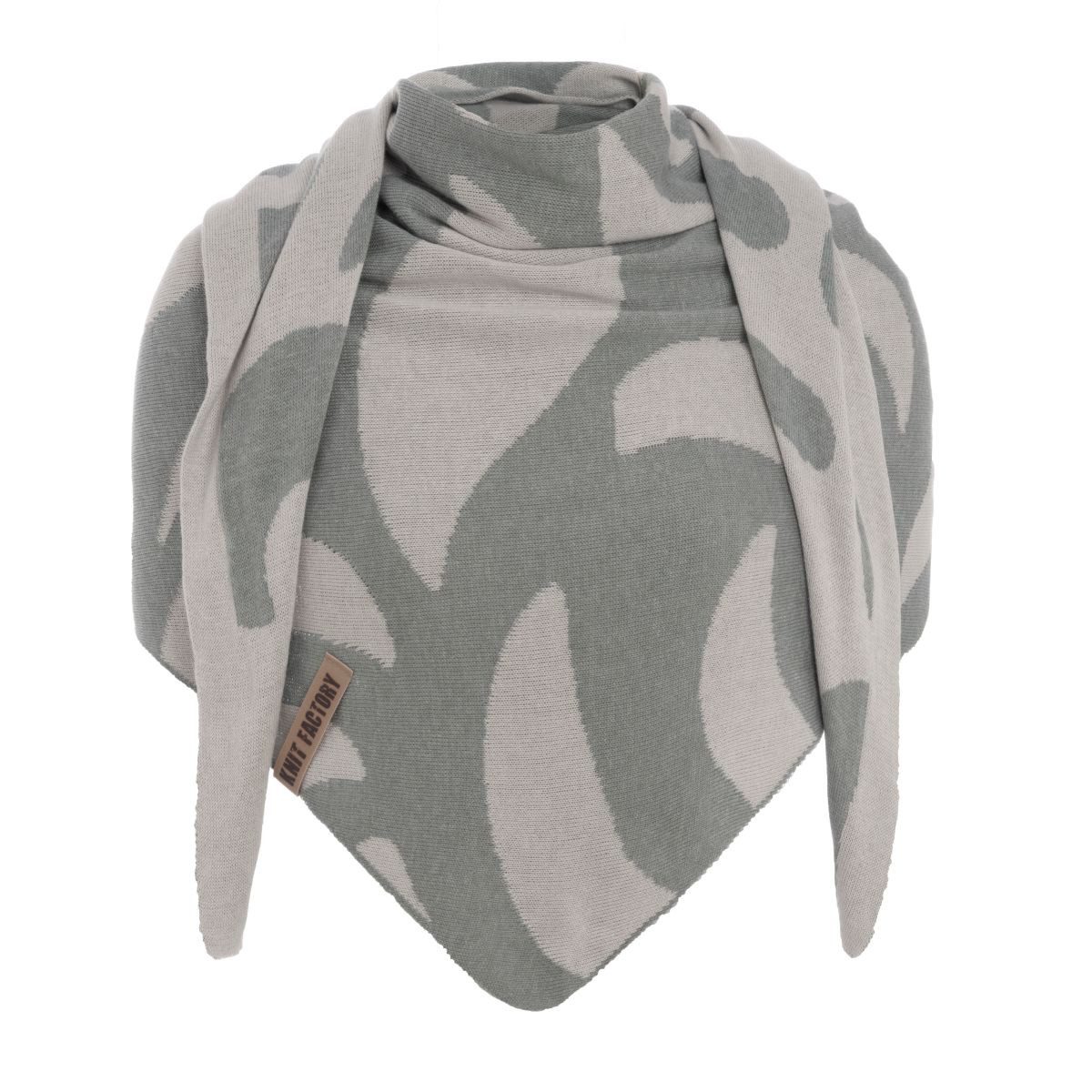 Knit Factory Strickschal Leaf Dreieckstuch Bright Grey/Grau, (1-St), Schal Halstuch Dreiecksschal Tuch Strickmode