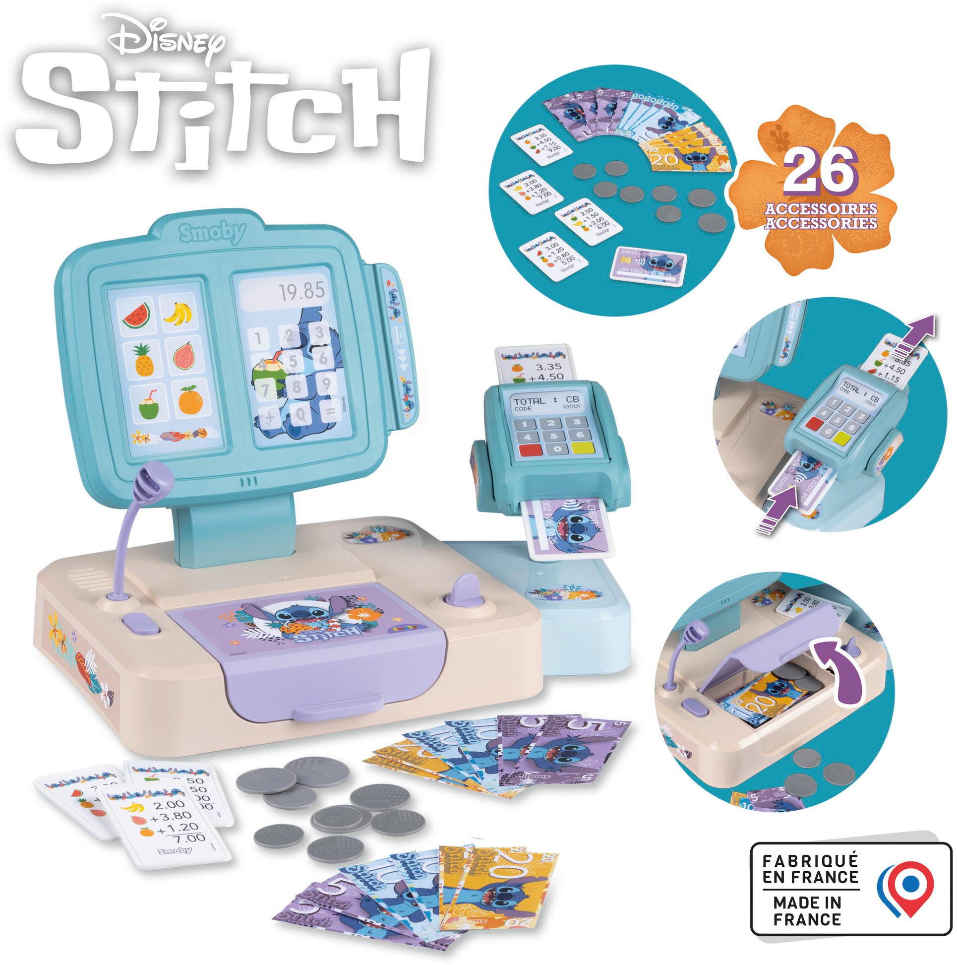 Smoby Spielkasse Spielzeug Spielwelt Shopping Stitch Supermarktkasse 760035 günstig online kaufen