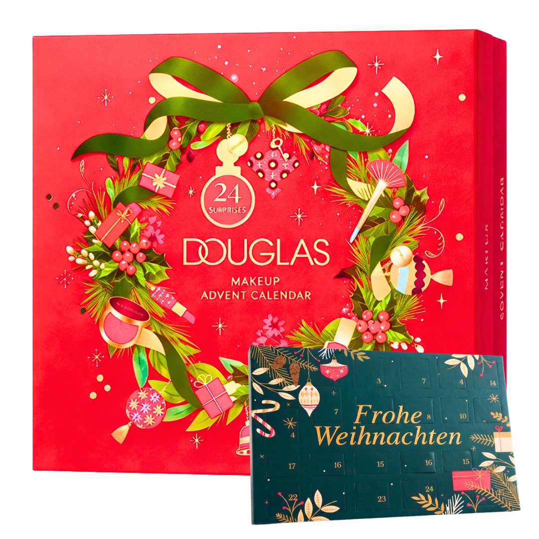 Douglas Kosmetik-Adventskalender Make-UP 2026 + DOUG Tisch Adventskalender 2er set Beauty Mädchen Frau (Set, 48-tlg), 48 tlg - 24 Make-UP + 24 Schokolade Advent kalender - Frauen Damen