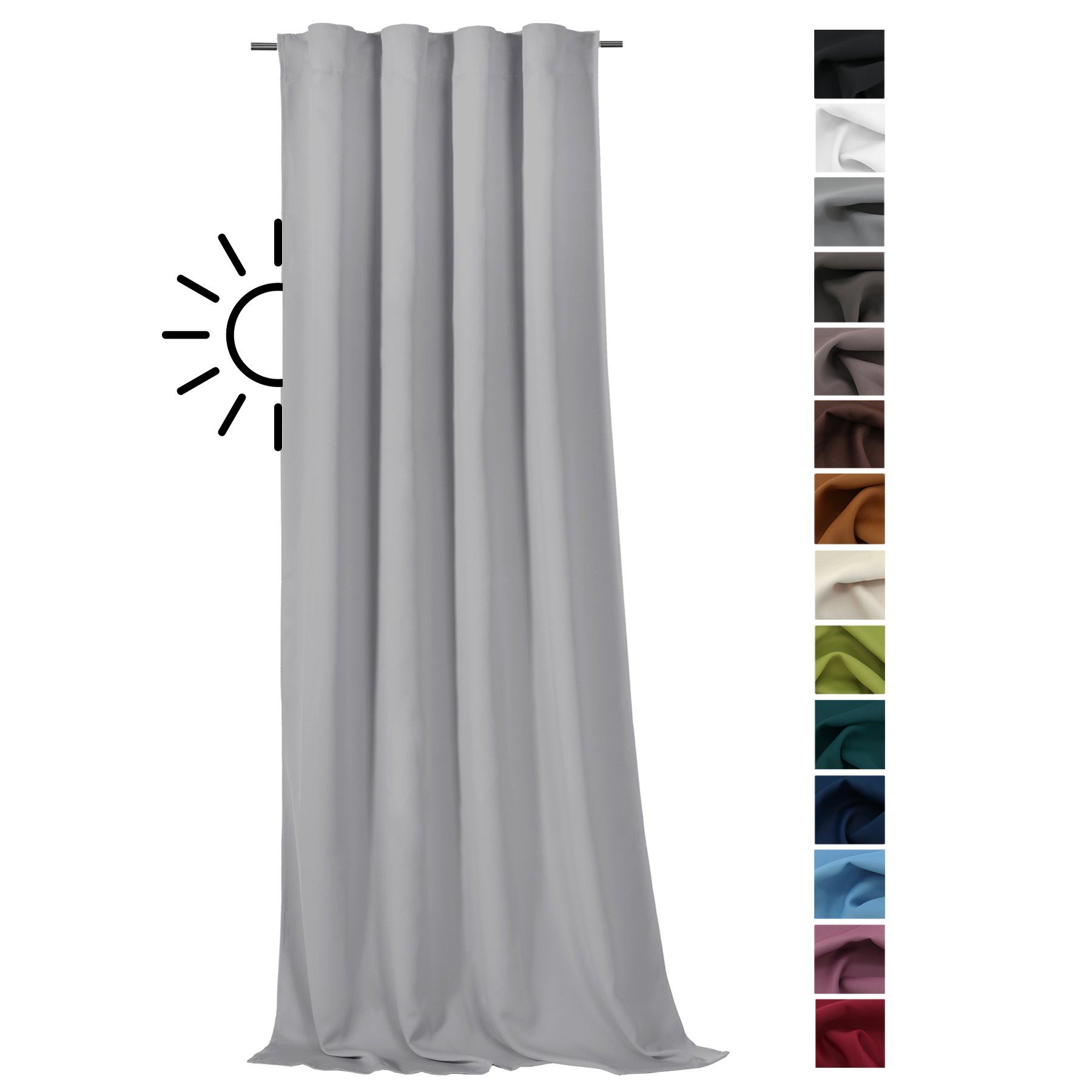 heimtexland Verdunkelungsvorhang Thermo Verdunklungsgardine Deko Gardine Vorhang (1 St), Multifunktionsband, verdunkelnd, Verdunklungsstoff, blickdicht, Sonnenschutz, Verdunklung, Kälteisolierung, Schalldämmung
