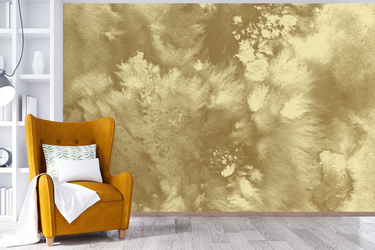 MuchoWow Fototapete Gold - Wallpaper für Farbe St), Wohnzimmer, Kinderzimmer, bedruckt, Abstrakt, Tapete Schlafzimmer, Vinyl - Matt, (6