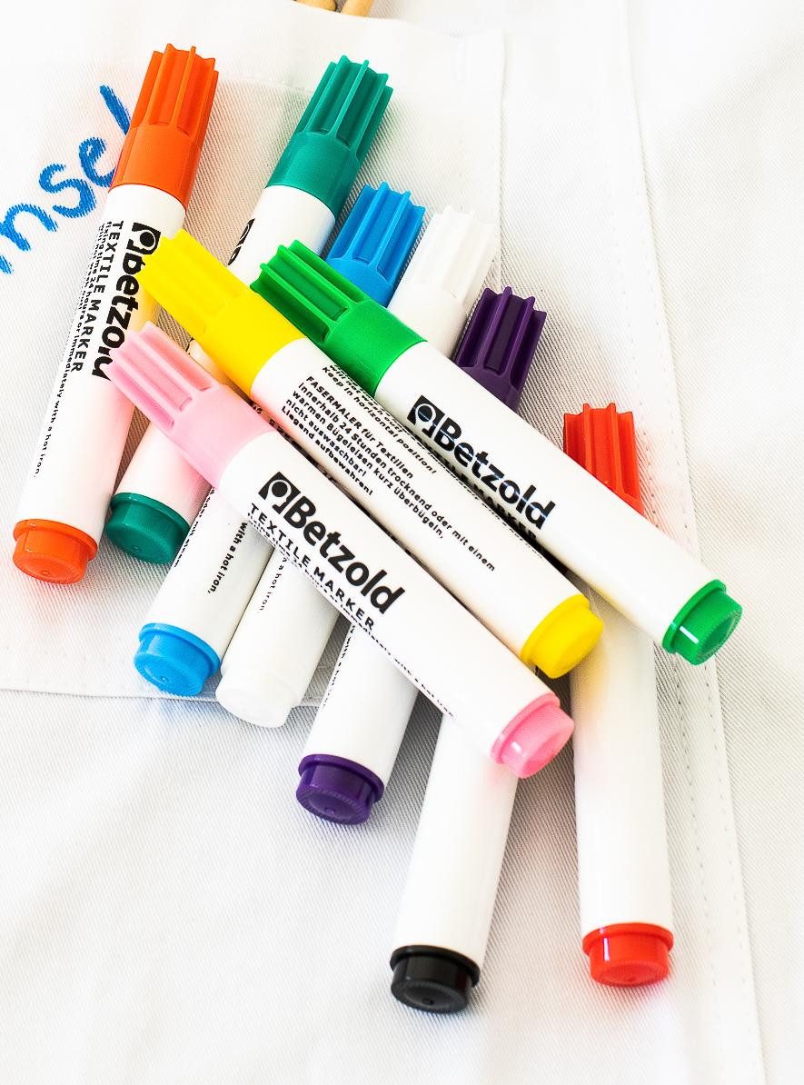 Betzold Textilmarker Stoffmalstifte 12er Set - Textilstifte zum Bemalen von Stoff
