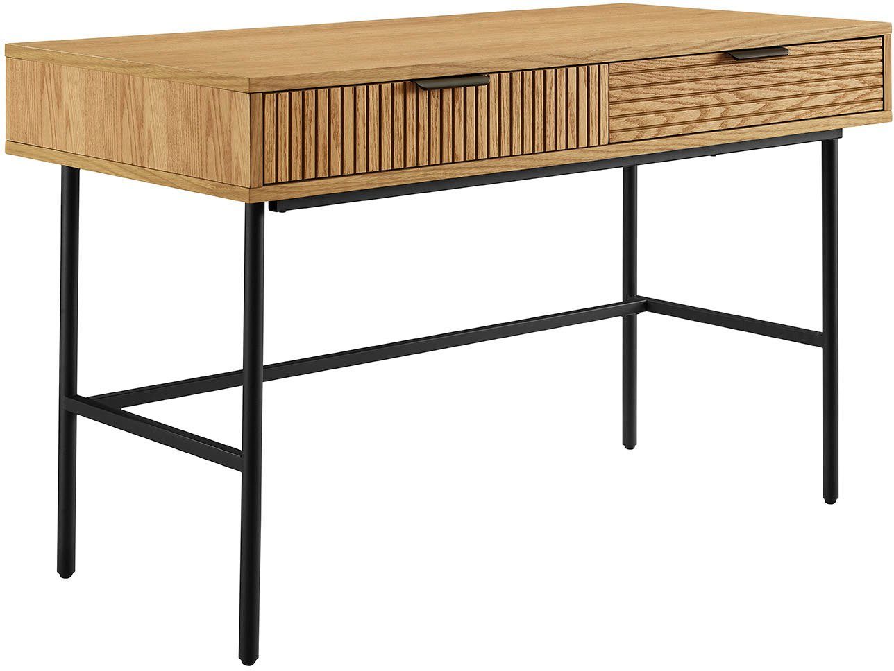 SalesFever Schreibtisch Visby Design-Schreibtisch für effizientes Arbeiten, Eiche Echtholzfurnier