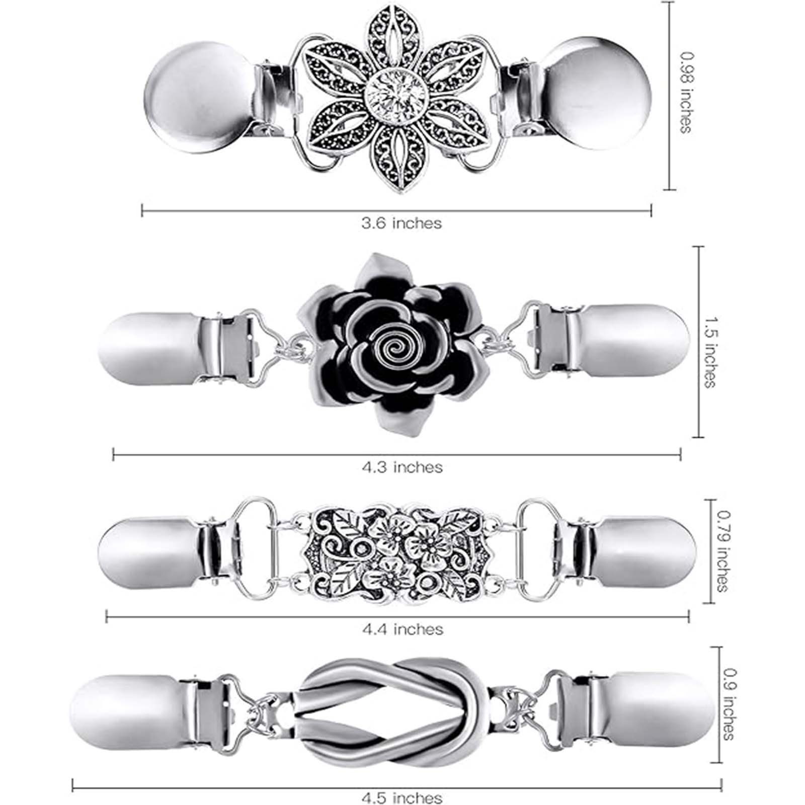 MOPUEA Broschen Set Vintage Zarte Broschen Set – 4-teilig, elegant & vielseitig (4er Set dekorative Clips für Kleidung und Styling im Alltag, Vielseitige Clips für Kleidungsschutz und schnelles Styling), Stabil, schonend zur Kleidung, kein Verrutschen im Alltag