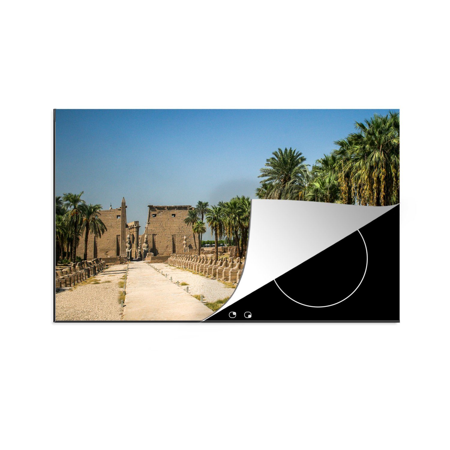MuchoWow Herdblende-/Abdeckplatte Der Weg zum Eingang von Karnak in Ägypten, Vinyl, (1 tlg), 83x51 cm, Ceranfeldabdeckung, Arbeitsplatte für küche