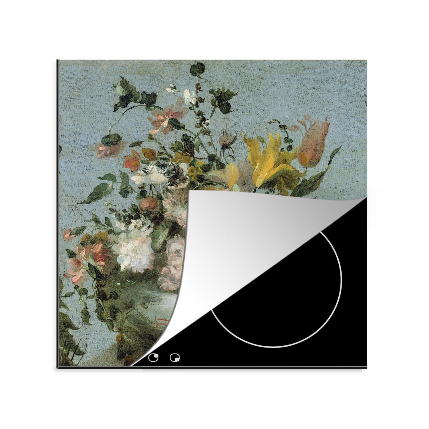 MuchoWow Herdblende-/Abdeckplatte Blumen - Alte Meister - Barock, Vinyl, (1 tlg), 78x78 cm, Ceranfeldabdeckung, Arbeitsplatte für küche