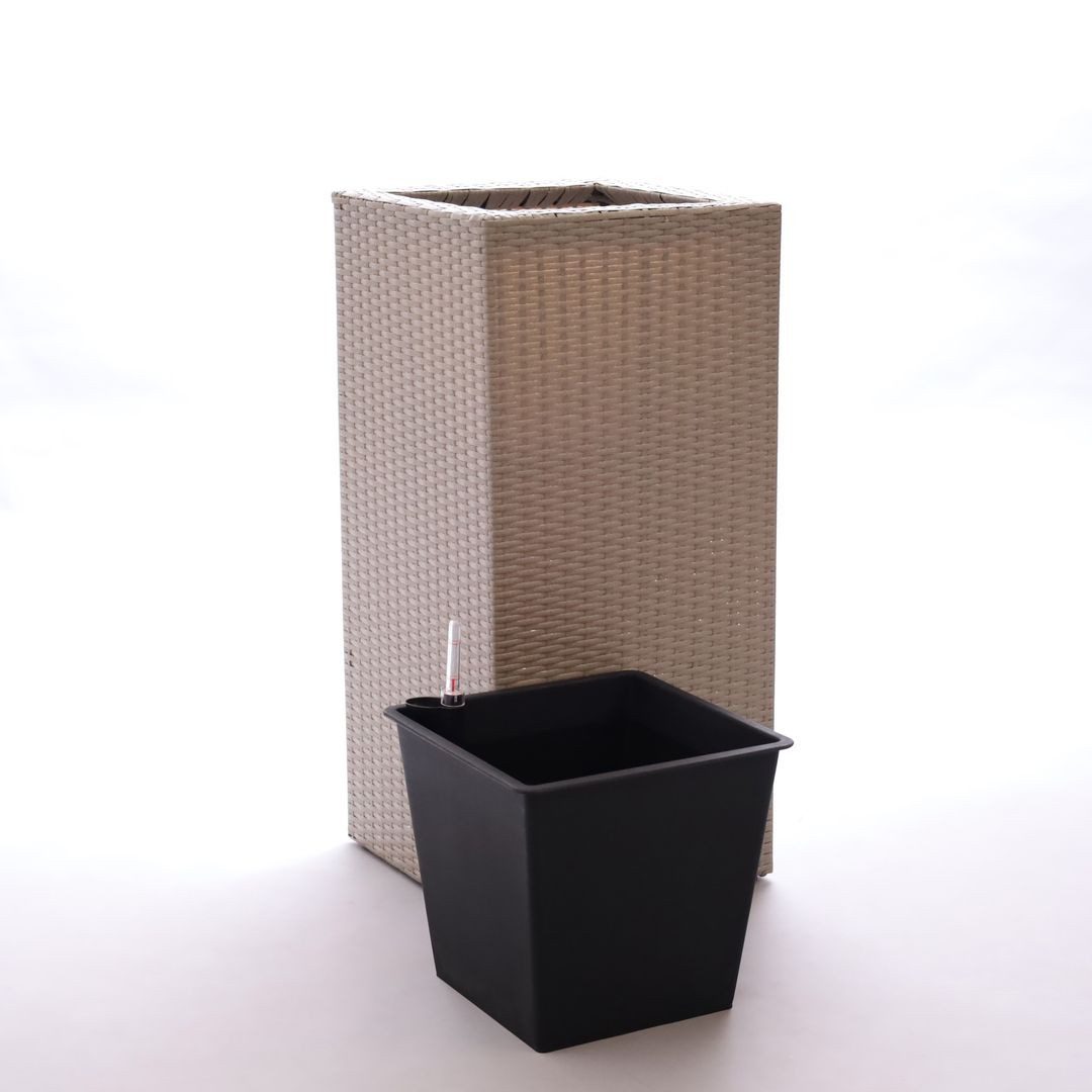 Elegant Einrichten Pflanzkübel Pflanzkübel Polyrattan Säule 30x30x55cm Grau-Meliert (1 St)