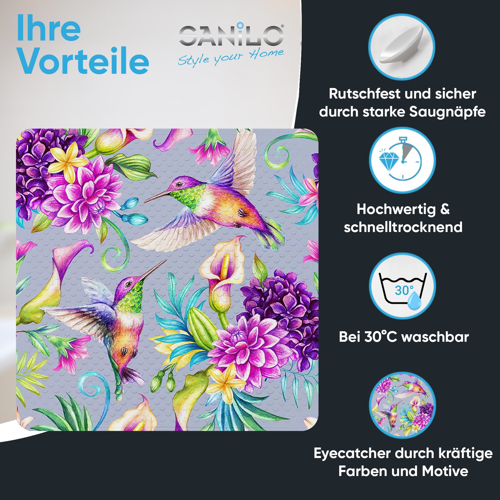 Sanilo Duschmatte Kolibri, rutschfest & sicher, günstig online kaufen
