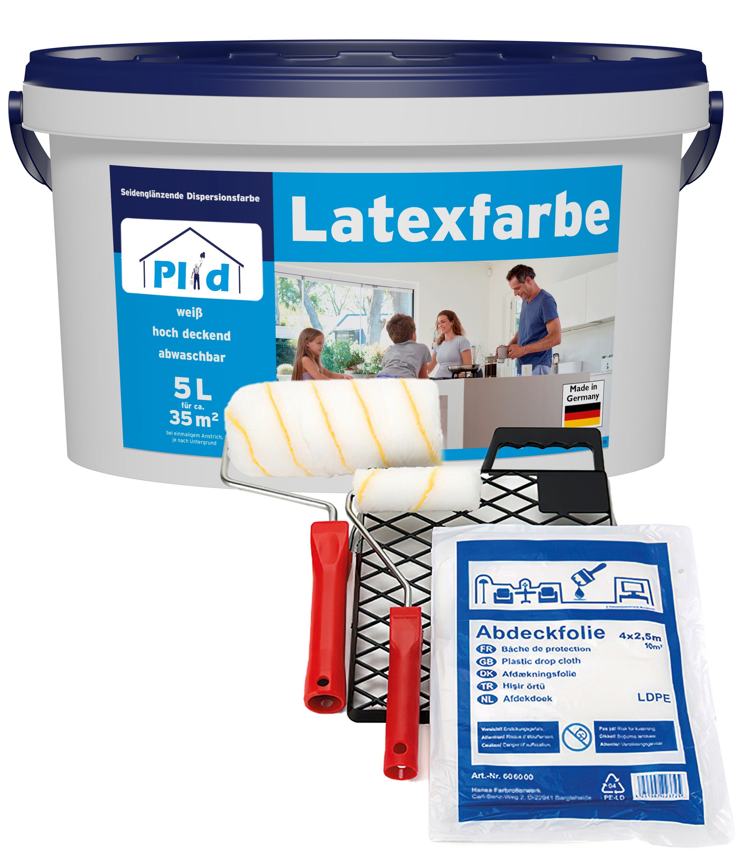 plid Latexfarbe Latexfarbe abwaschbare Wandfarbe Küchenfarbe Innenfarbe Badfarbe, Schnelltrocknend, spritzarm, verarbeitungsfertig