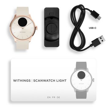 Withings HWA 11 Bundle ScanWatch Light + Milaneseband rosegold Smartwatch Set