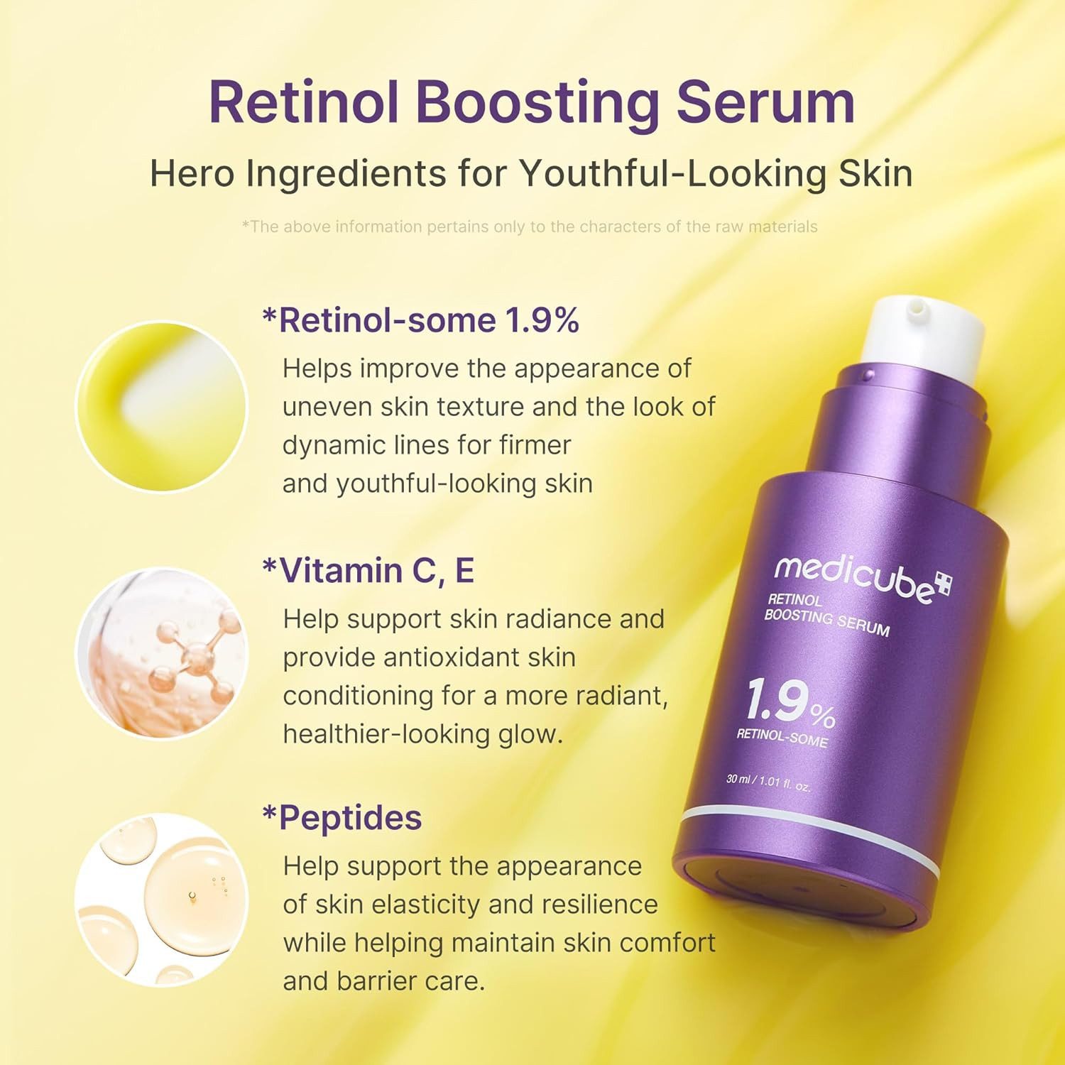 Medicube Gesichtsserum Retinol NMN Boosting Serum 30ml – 1,9% Retinol-Some, NMN, Peptide & Ceramide – Anti-Aging Nachtserum für straffe, prallere Haut –, für empfindliche & zu Akne neigende Haut