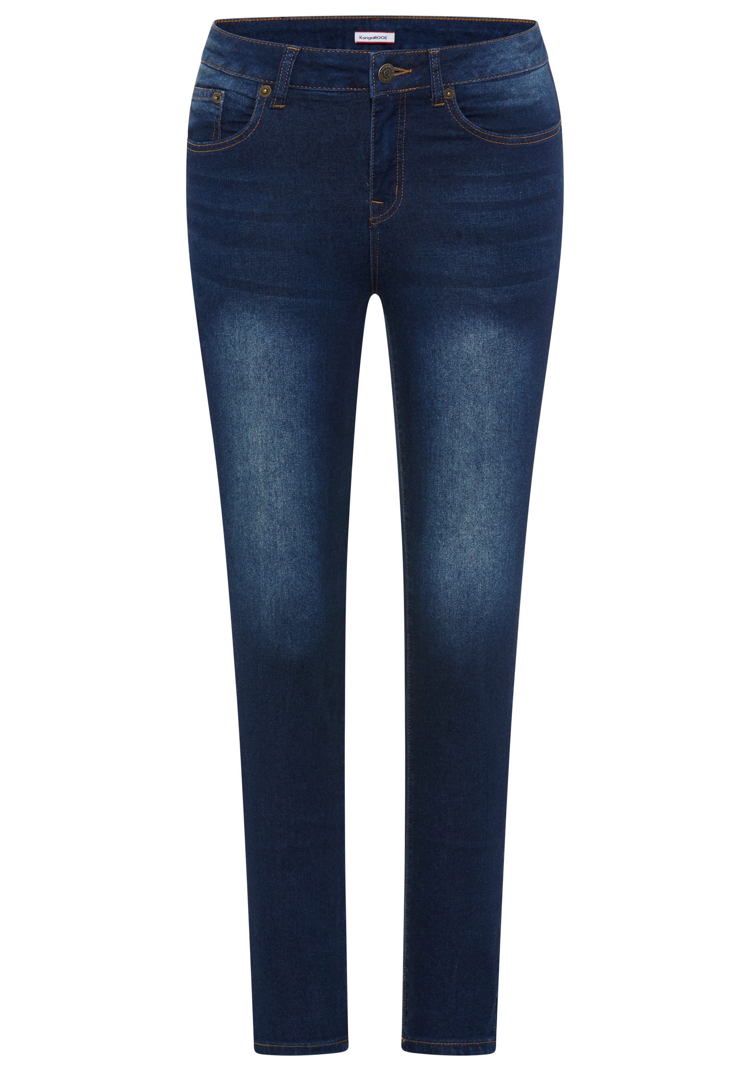 KangaROOS Slim-fit-Jeans CROPPED HIGH WAIST SLIM FIT schmale Passform, Röhrenjeans, trendige Used-Waschung