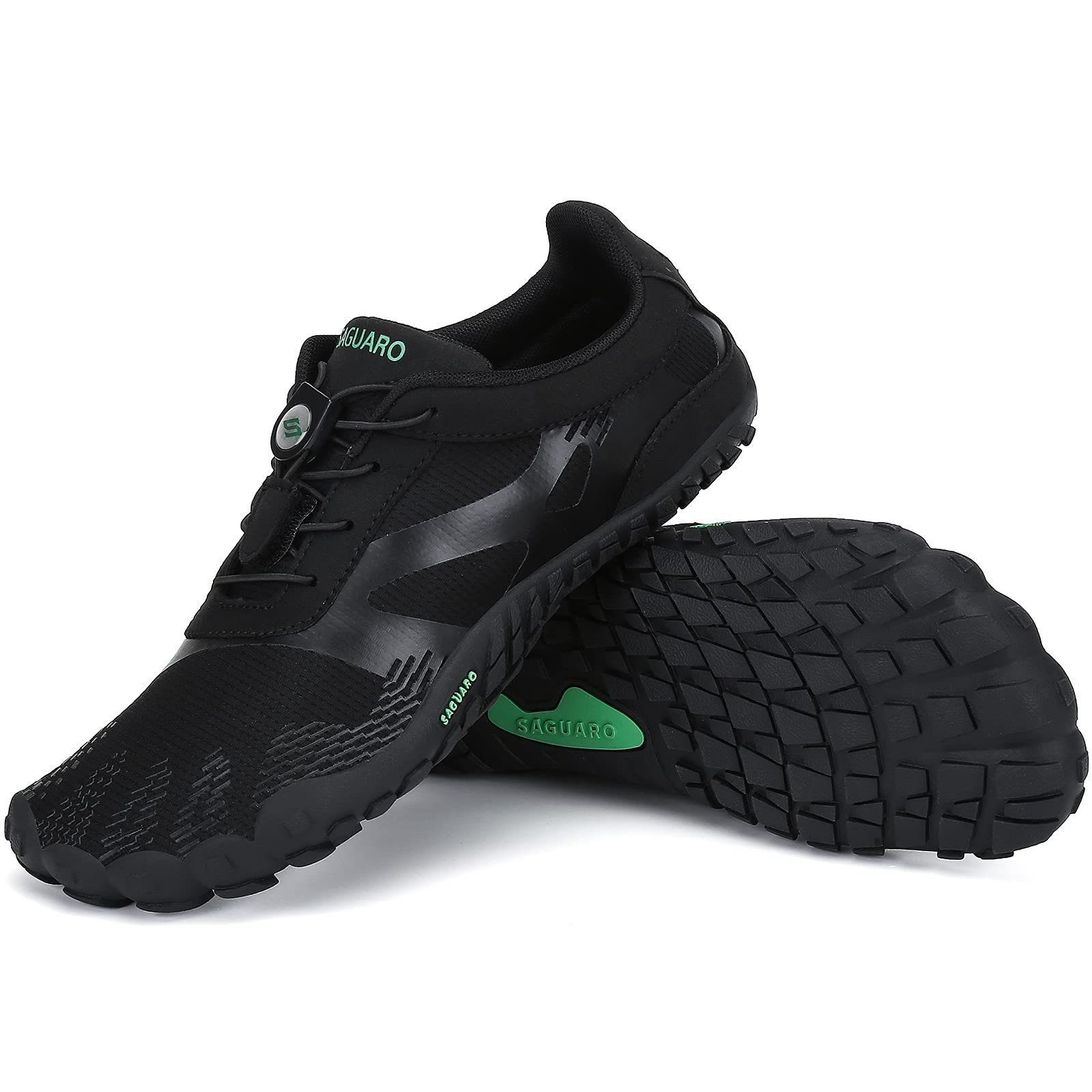 SAGUARO Barfußschuh (bequem, leicht, atmungsaktiv, rutschfest) Minimalschuhe Laufschuhe Sport-Schuhe Jogging Sneaker Trail-Running Schwarz 054