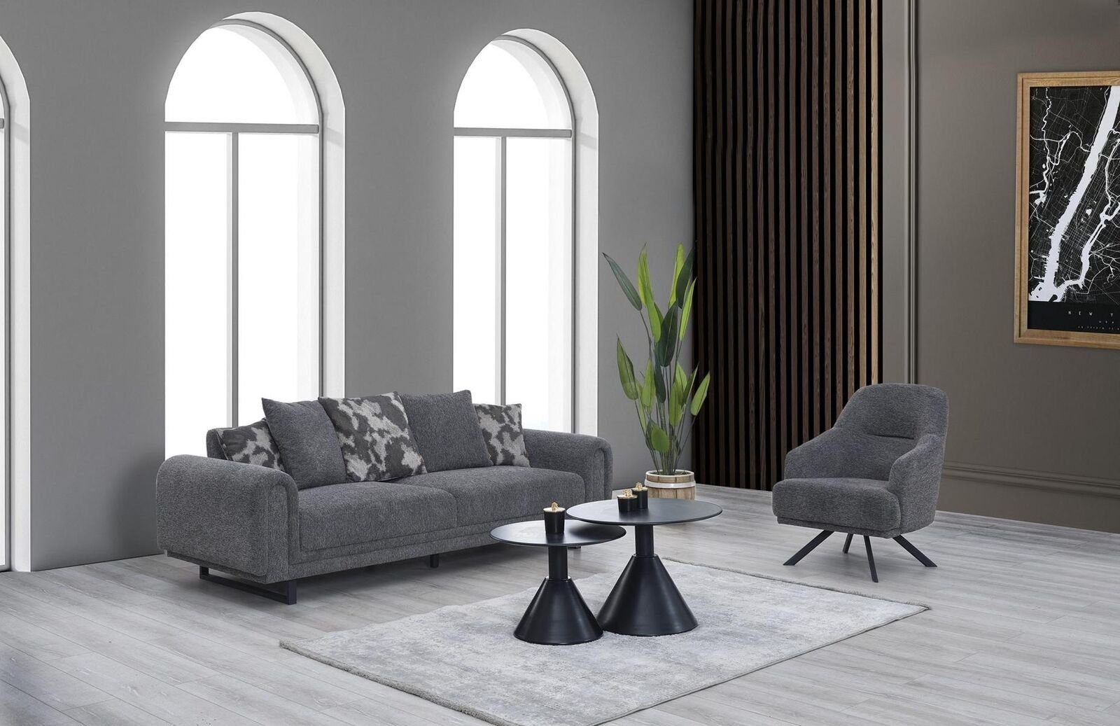 JVmoebel Wohnzimmer-Set Polstermöbel Wohnzimmer Sofa Dreisitzer Modern Sessel Luxus, (2-St., Sofa, Sessel), Made in Europa