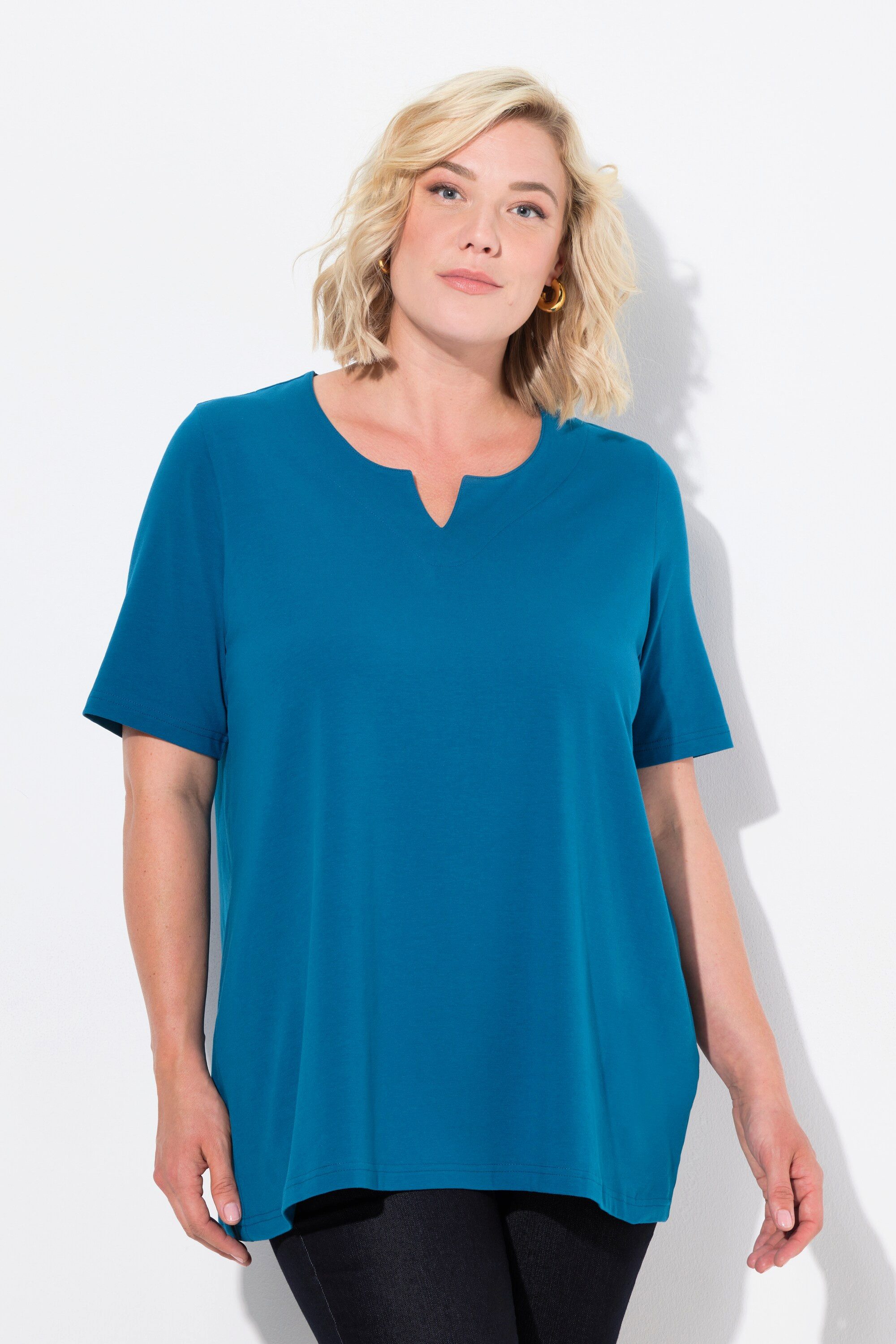 Ulla Popken T-Shirt T-Shirt A-Linie Tunika-Ausschnitt günstig online kaufen