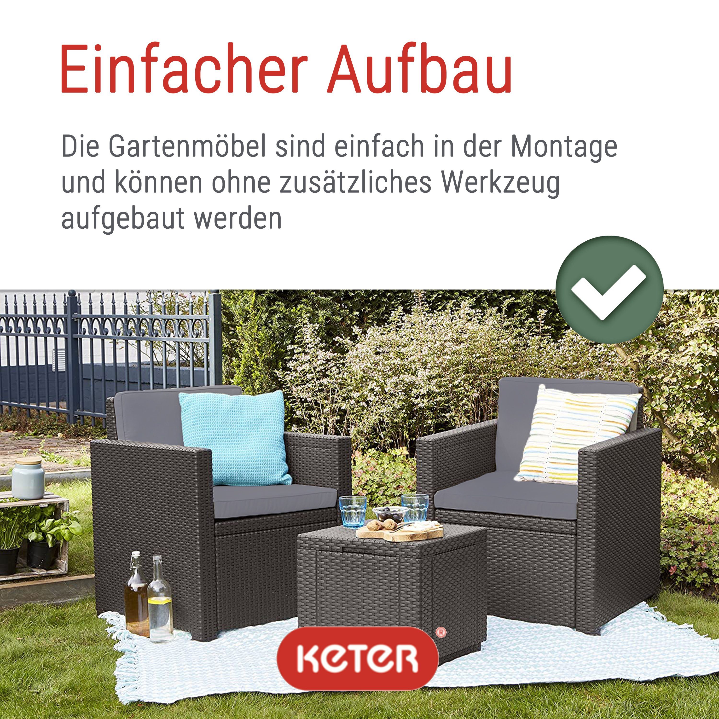 Keter Gartensessel Keter Riviera / Provence Premium Panama Sessel anthrazit, Outdoor