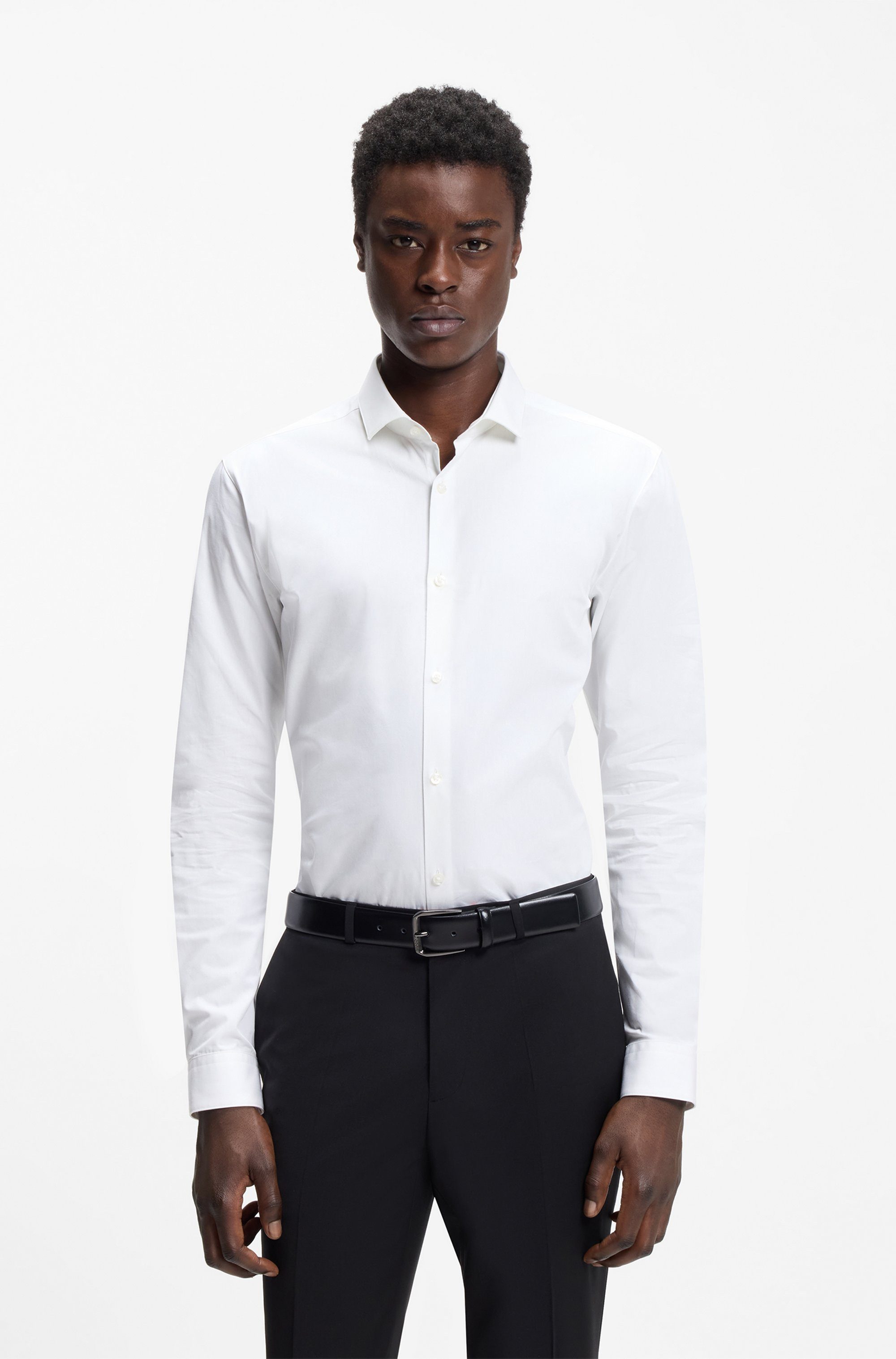 HUGO Businesshemd Erondo Cutaway-Kragen, Extra slim fit, bügelleichte Qualität