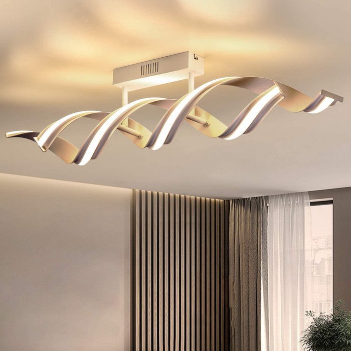 ZMH LED Deckenleuchte Modern Spirale Design Aluminium für Wohnzimmer LED fest integriert Warmweiß