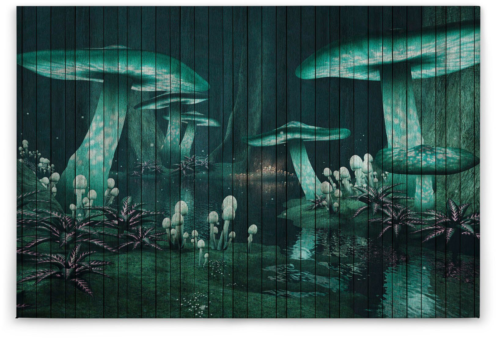 Création fantasy, Holzoptik Keilrahmen Abstrakt St), A.S. grün Bild (1 Leinwandbild Fantasiewelt