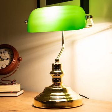 etc-shop LED Tischleuchte, Leuchtmittel nicht inklusive, Tischlampe Bankerleuchte Metall mit Schirm Nachttischlampe grün