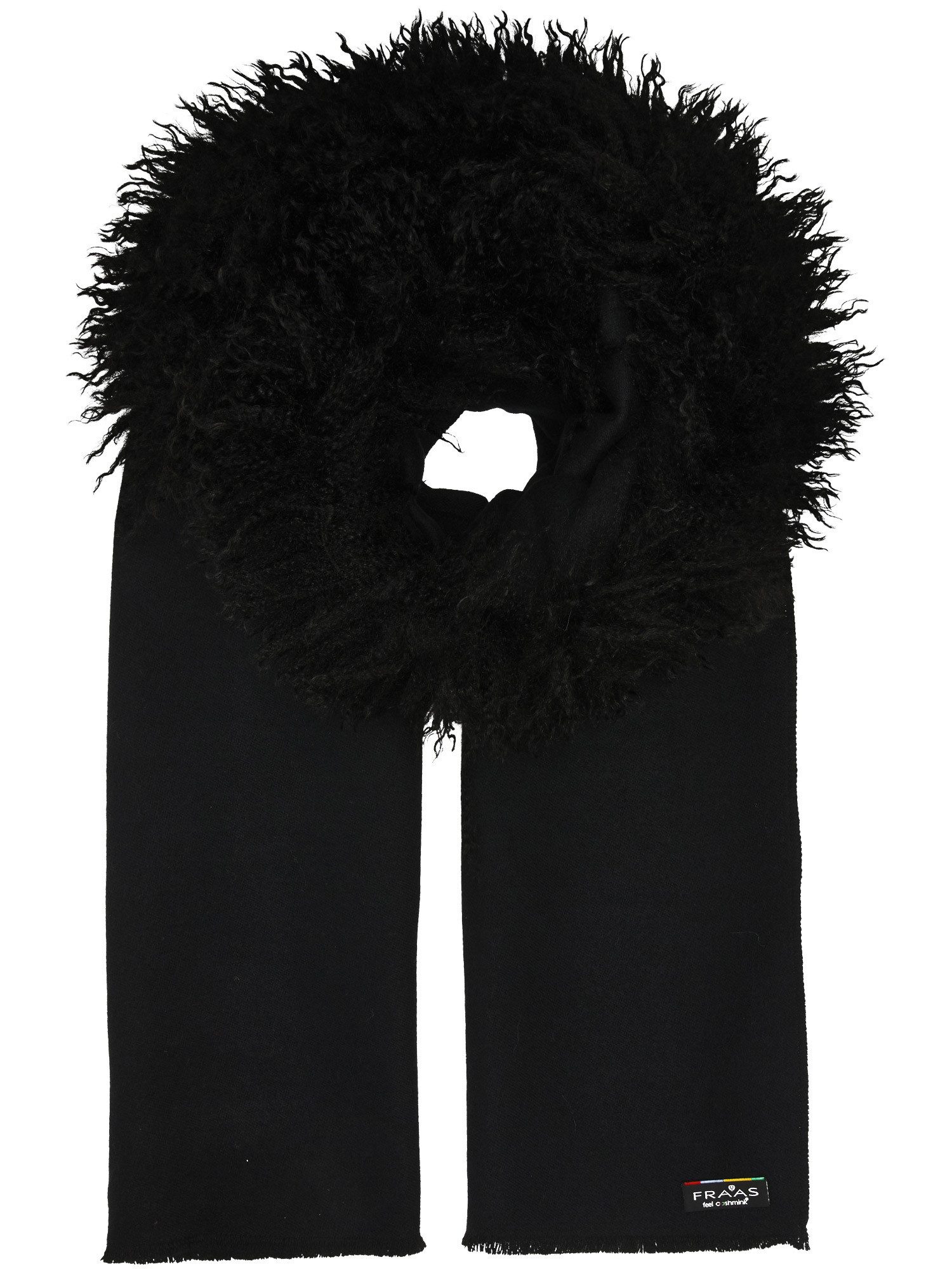 Fraas Poncho Cashmink-Poncho mit langem Teddyfell-Rand