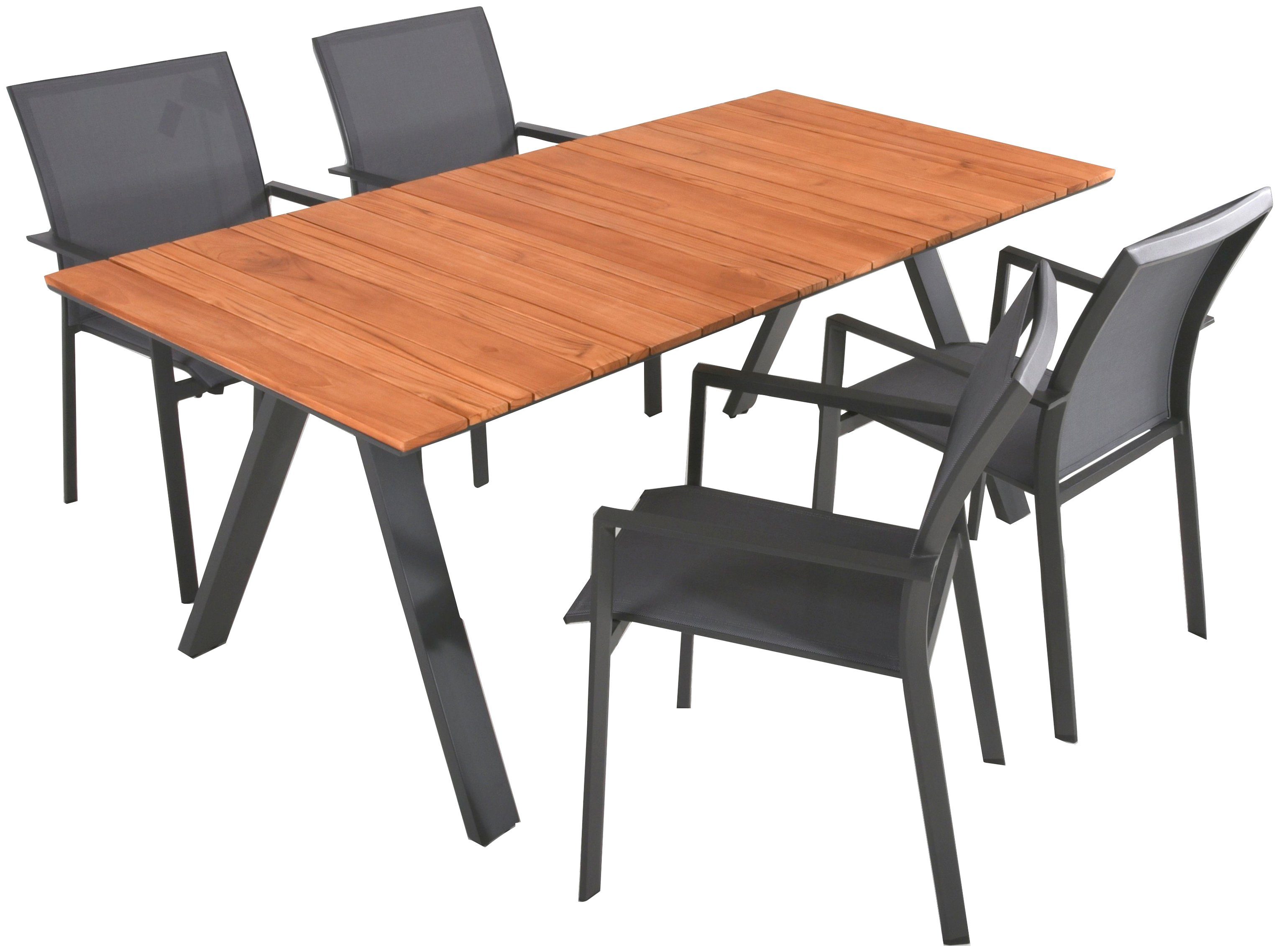 Garden Pleasure Garten-Essgruppe DAVINA, (5-tlg), mit hochwertigem Teakholz